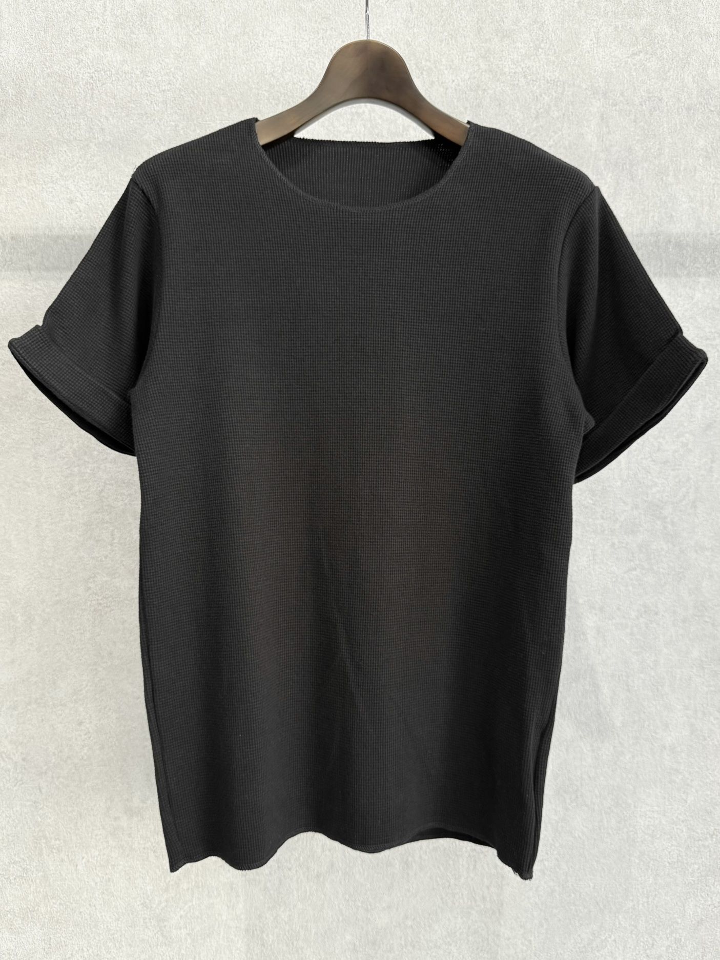CUT OFF THERMAL TEE / RC39-T-003 / サーマルロールアップTシャツ / ブラック
