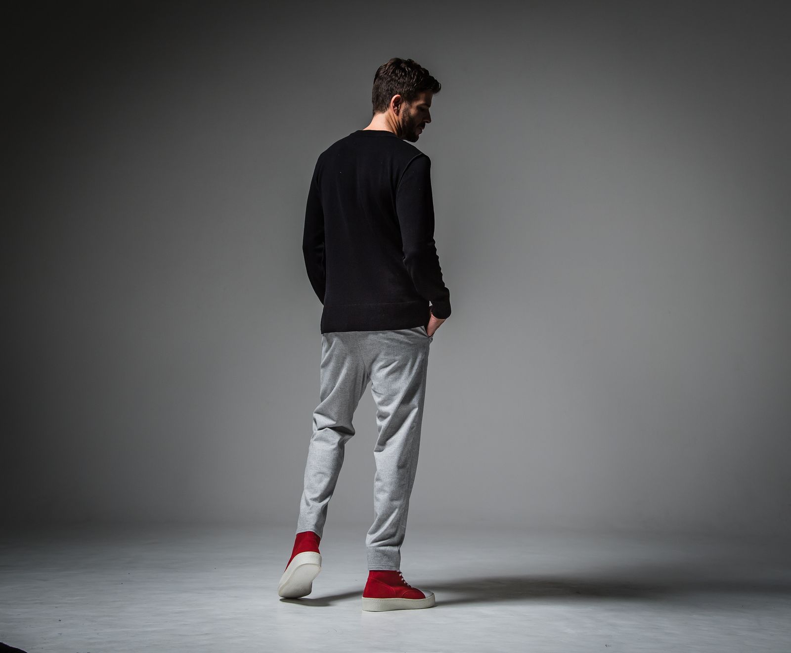 PAT WIDE EASY PANTS / RC30-ST-036 / ベルト付きテーパードワイドパンツ / グレーウール