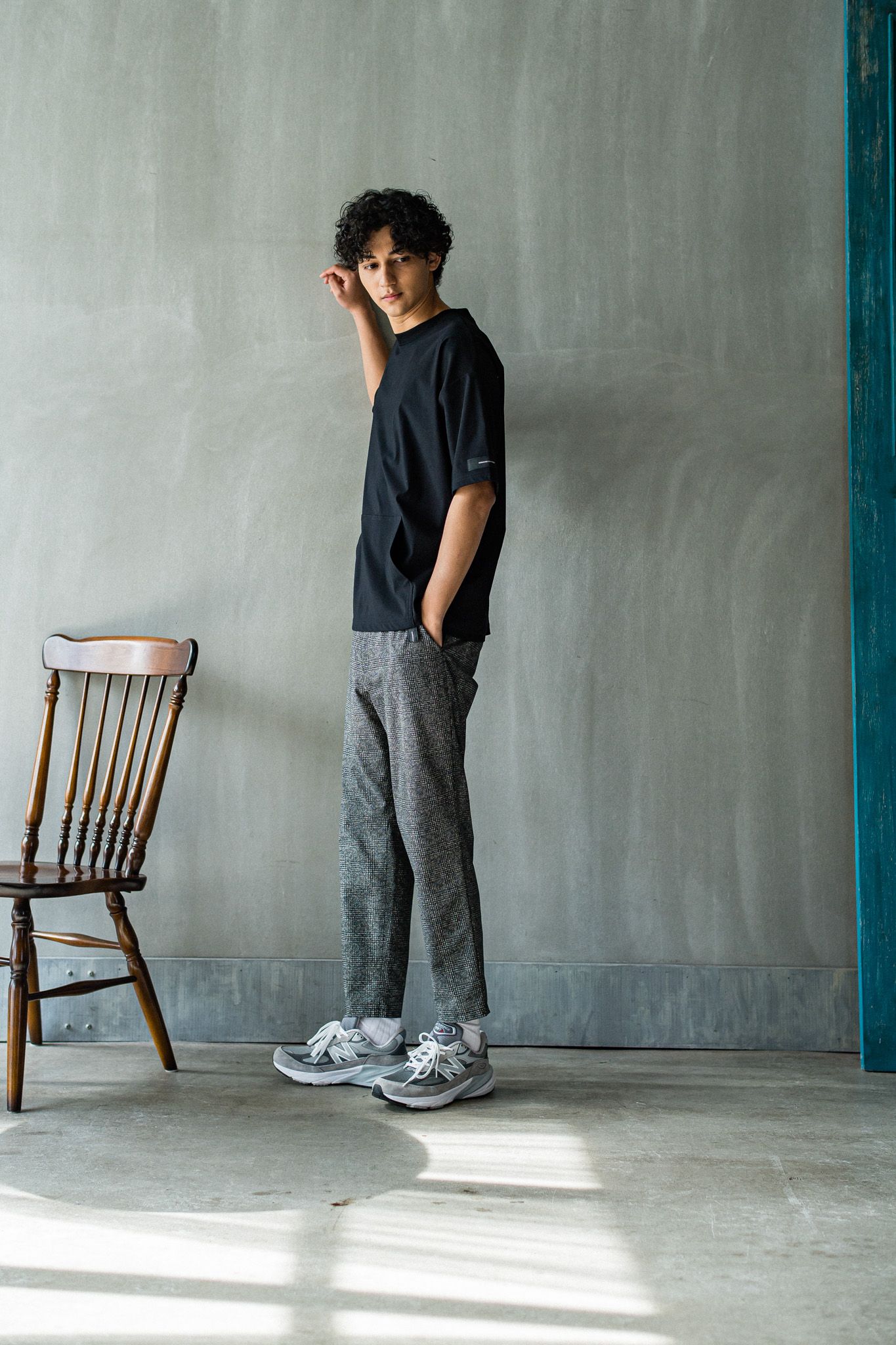 PAT WIDE EASY PANTS / RC32-ST-036 / ベルト付きテーパードワイドパンツ / グレンチェック