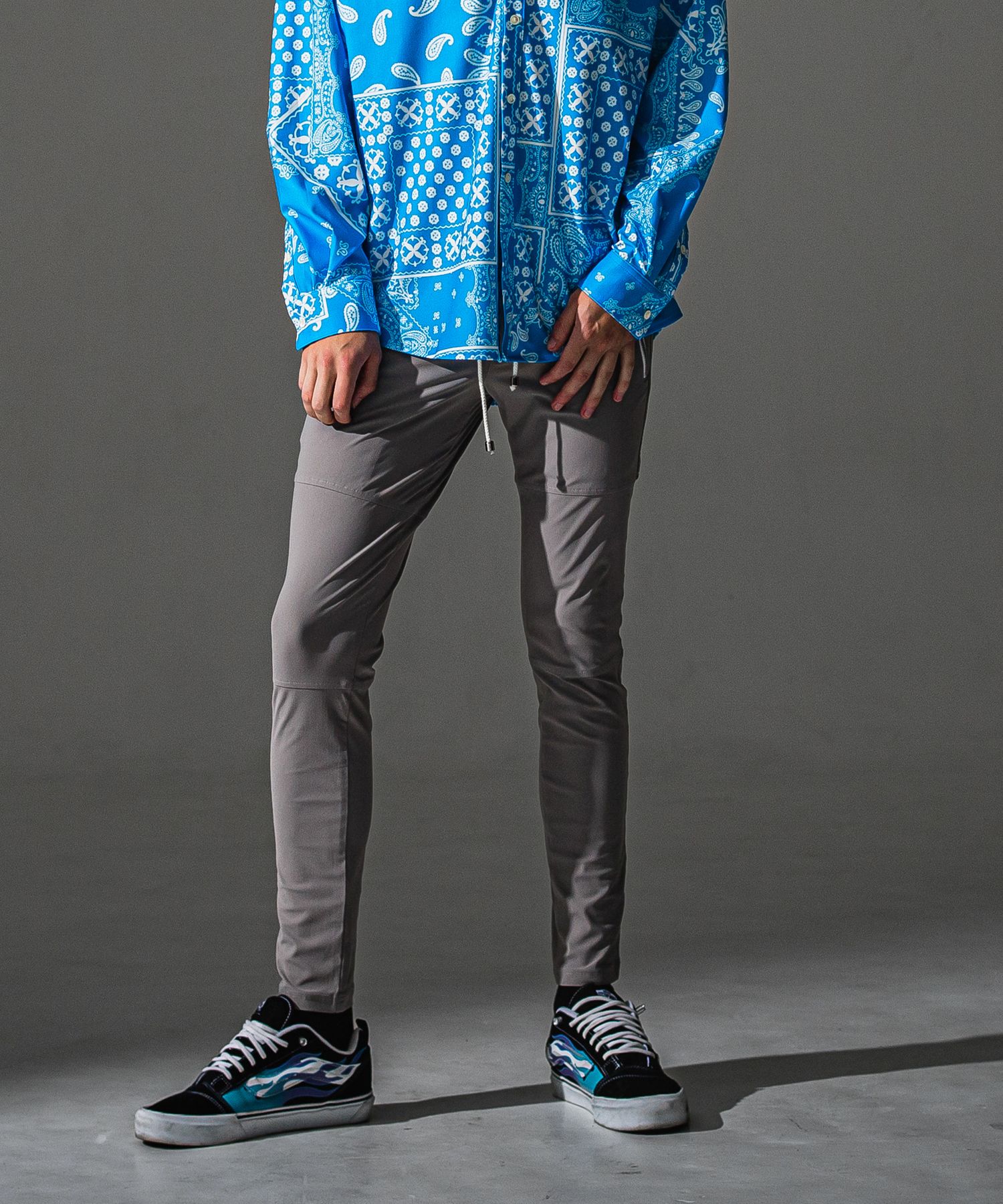 JOHNSON LINE NYLON PT / BASIC-ST-009 / ジョンソンラインナイロンパンツ / グレー×シルバー (7月下旬入荷予定)