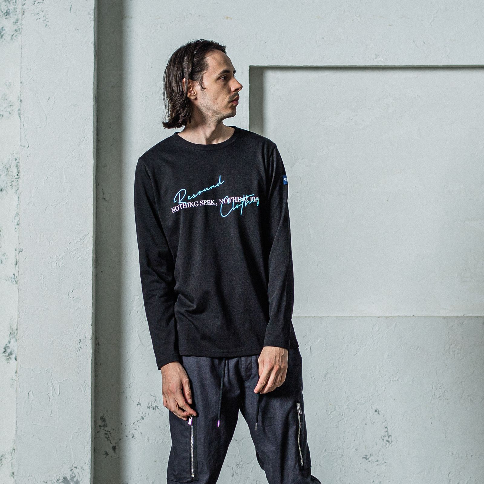 NSNF LONGSLEEVE TEE / RC35-T-009 / メッセージロゴ長袖Tシャツ / ブラック