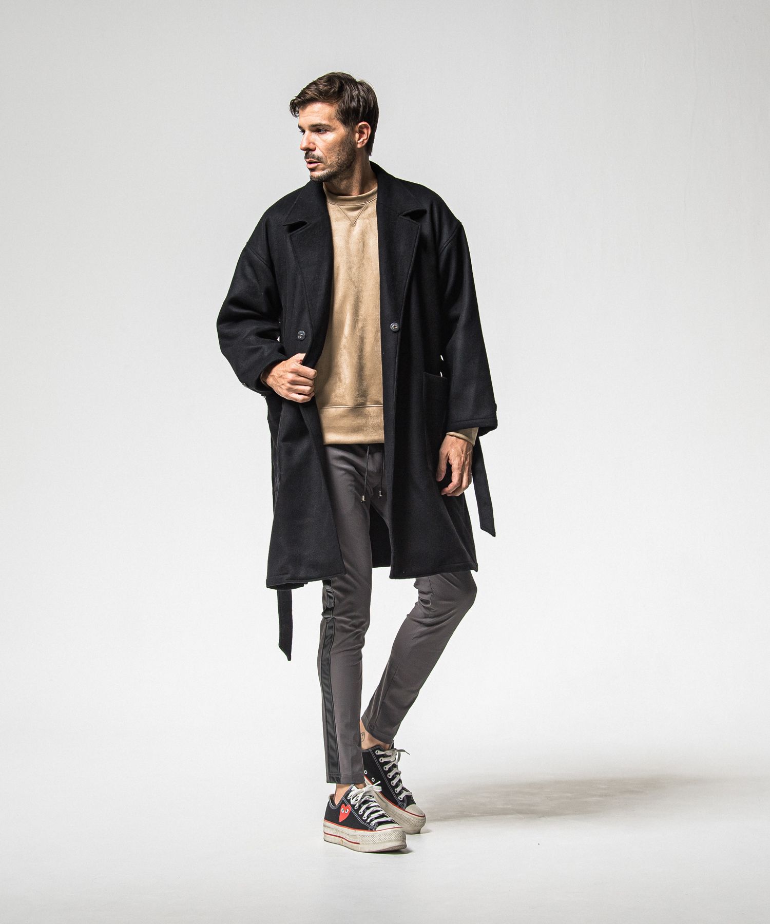 GOWN OVER COAT / RC38-JK-004 / オーバーサイズガウンコート / ブラック (11月上旬入荷予定)