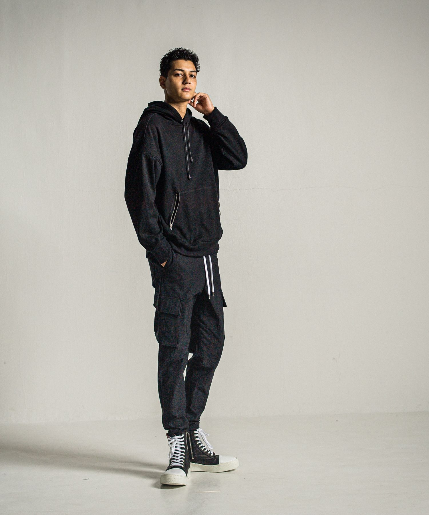 SHAGGY FLEECE THERMAL PULLOVER HOODIE / RC34-C-003 / 裏起毛サーマルパーカー / ブラック
