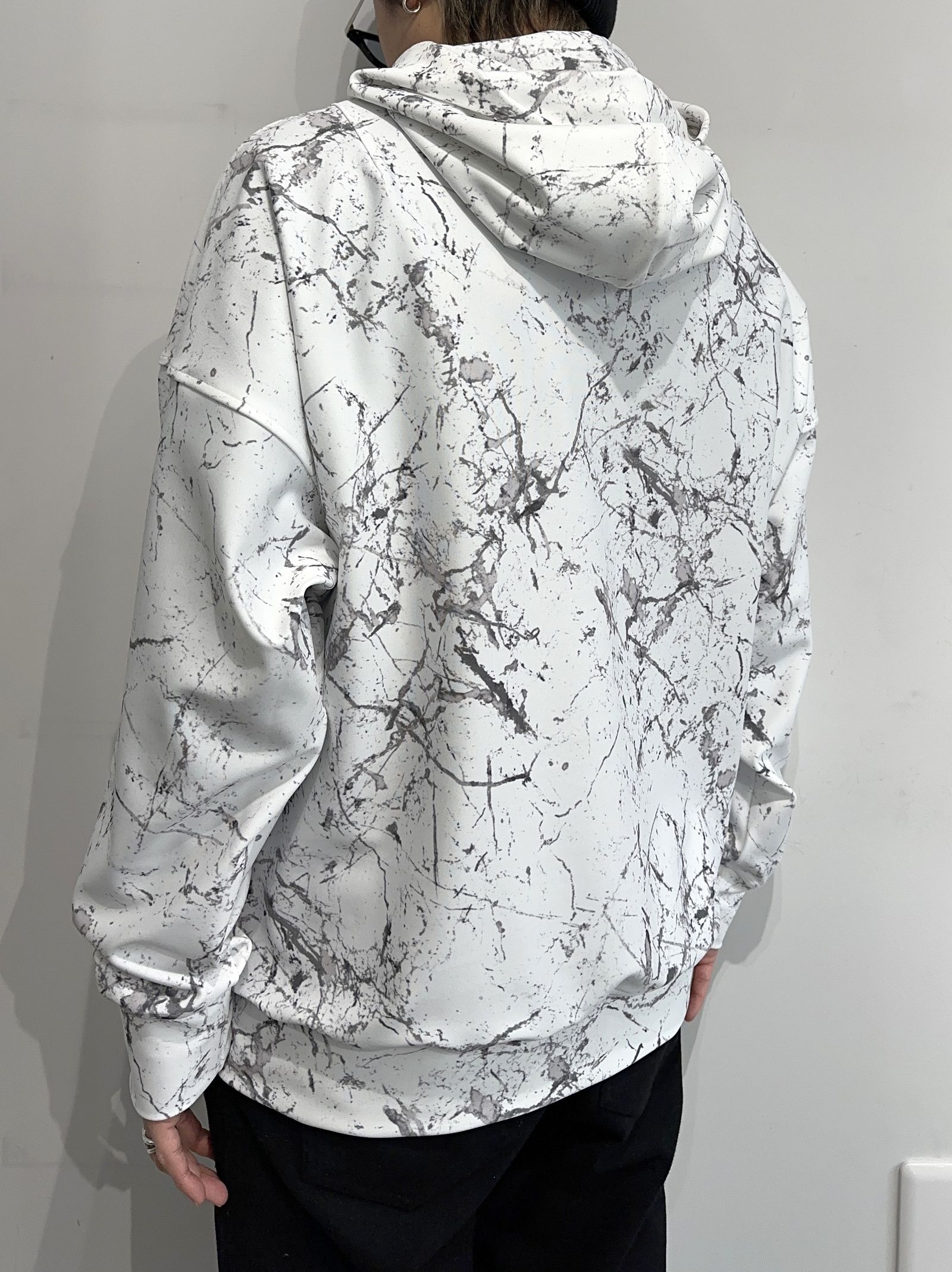 PAINT LOOSE HOODIE / RC34-C-008 / ペイント柄ルーズパーカー / グレー