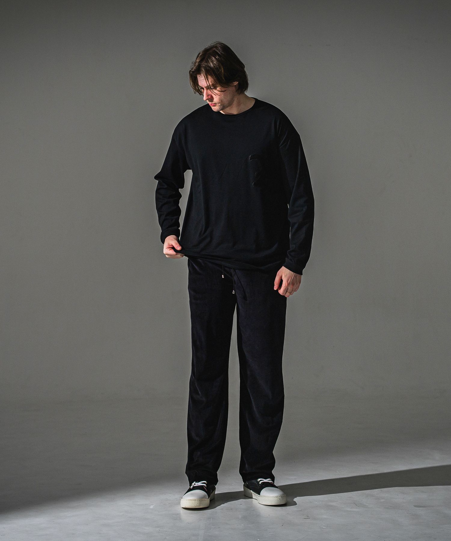 RC OVER LONGSLEEVE TEE / RC41-T-001 / オーバーサイズ長袖RCロゴワッペンTシャツ / ブラック×ブラック (7月中旬入荷予定)