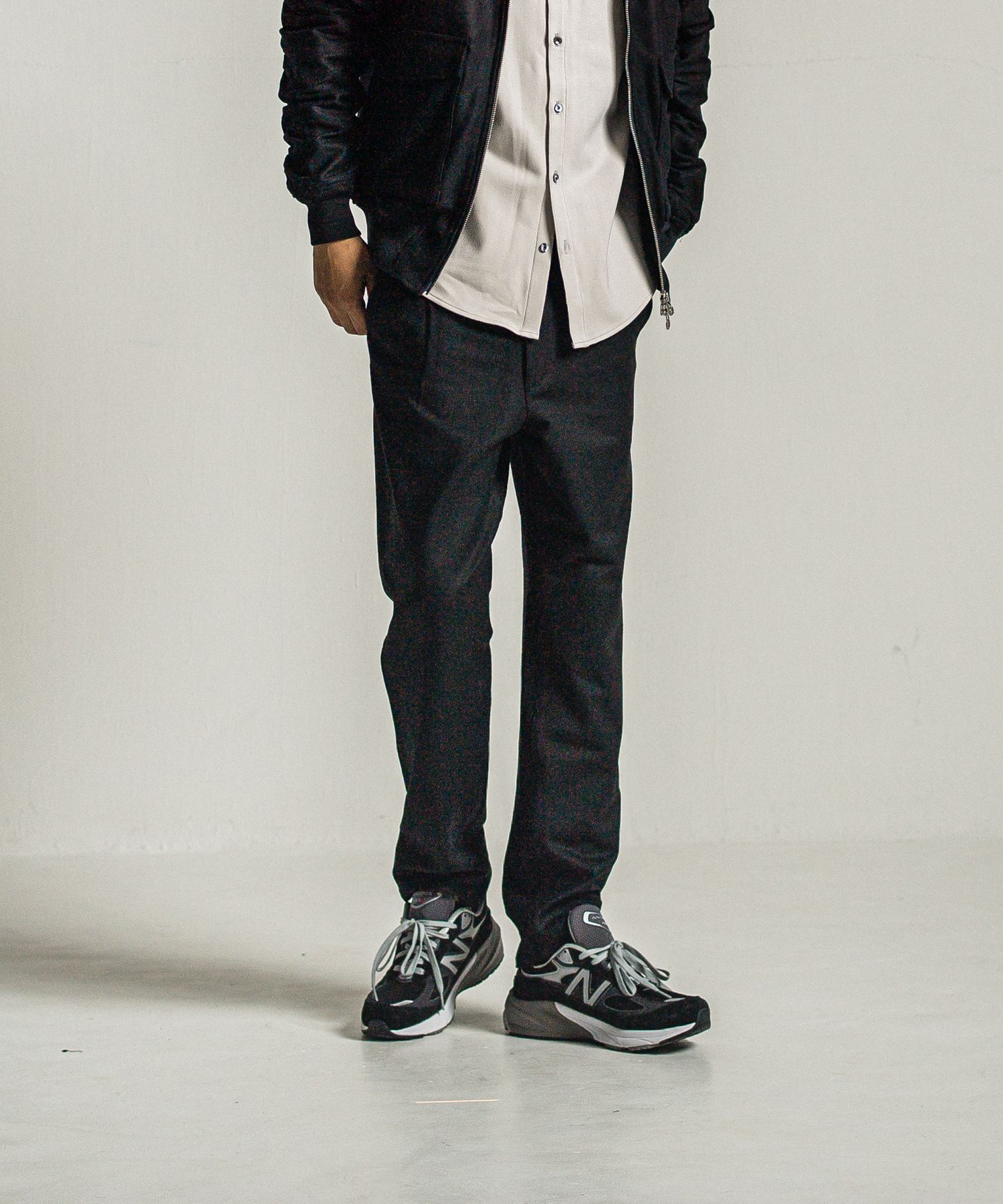 PAT WIDE EASY PANTS / RC34-ST-036 / ワイドテーパードパンツ / ブラック