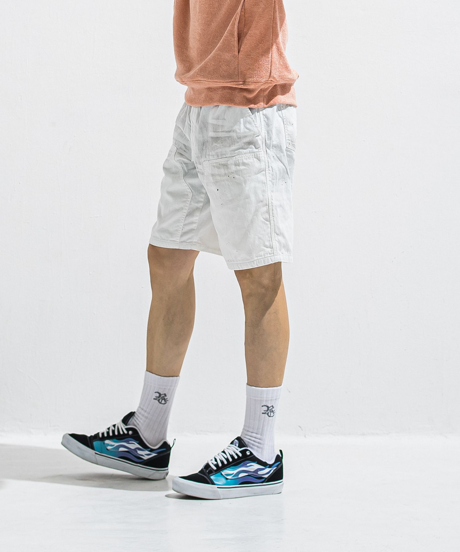 DOUBLE KNEE SHORTS / RC40-HP-007 / ダブルニーデニムハーフパンツ / ホワイト (6月上旬入荷予定)