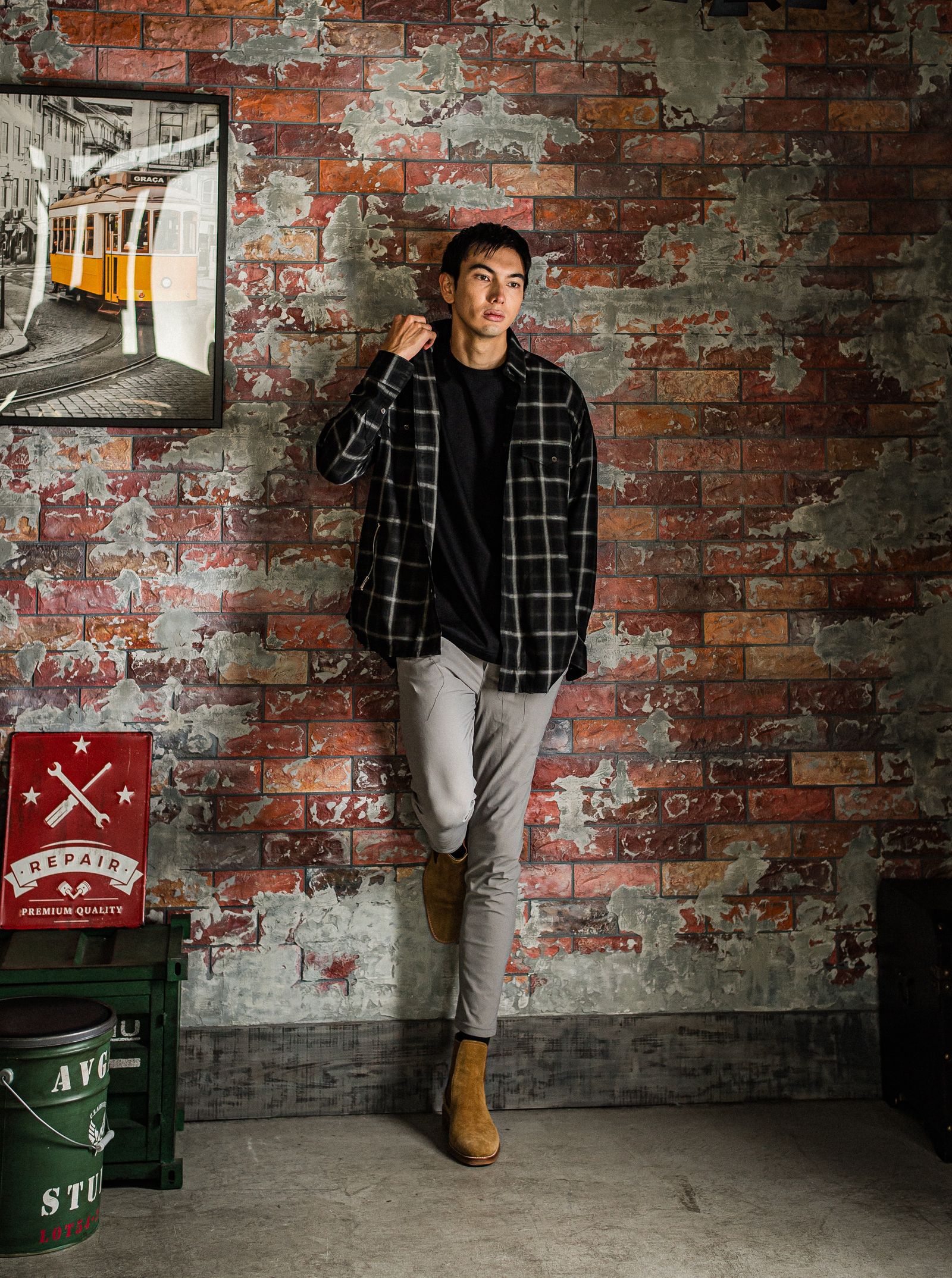 OVER GOWN CHECK SHIRTS / RC31-SH-003 / オーバーチェックシャツ / ブラック