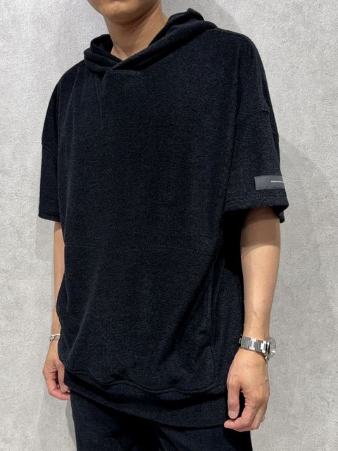 PILE HALF HOODIE / RC40-C-003 / パイル半袖パーカー / ブラック