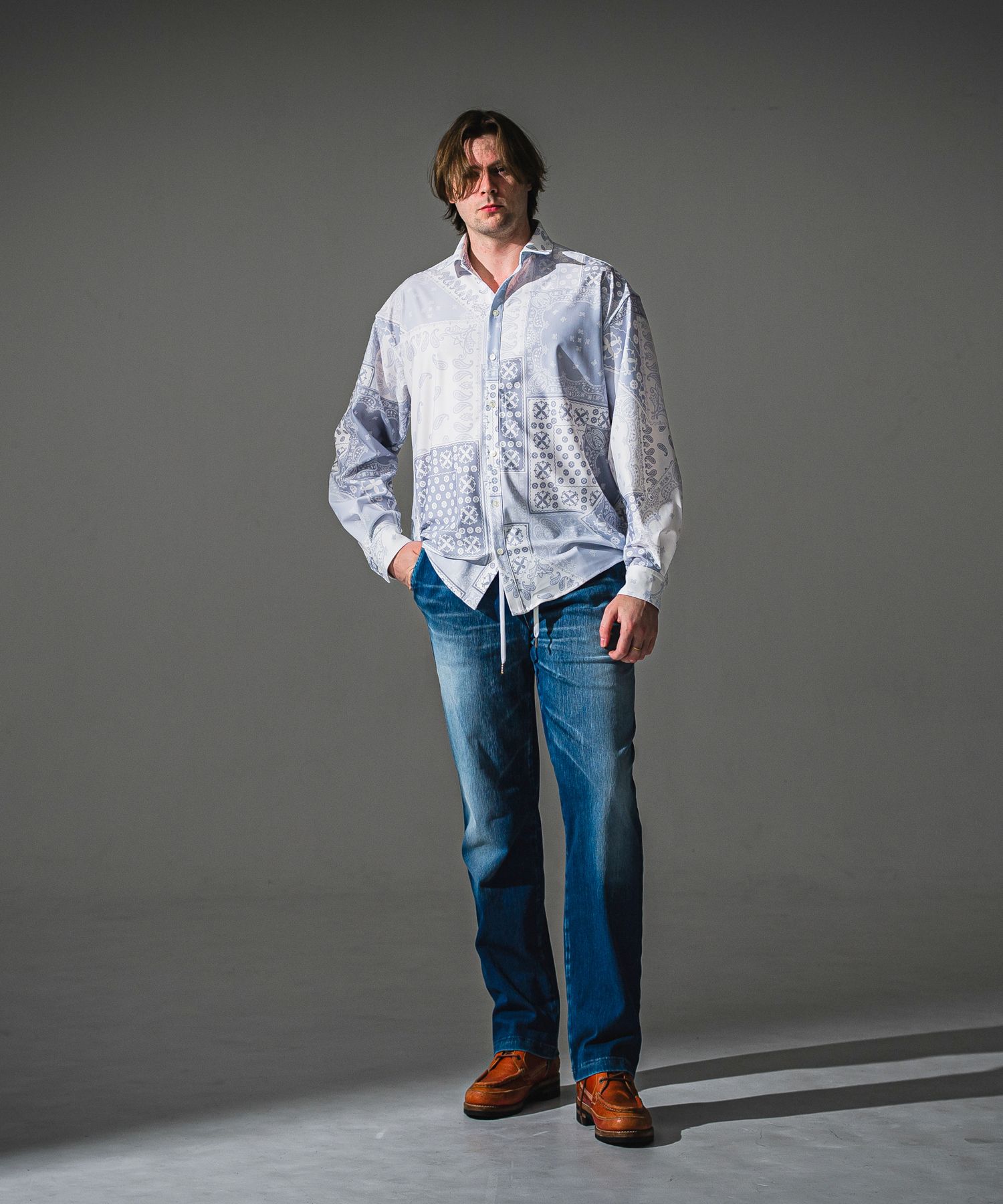 DENIM JERSEY WIDE PT / RC41-ST-016WTD / ライトオンスデニムジャージセミワイドパンツ / ダークインディゴ (8月中旬入荷予定)