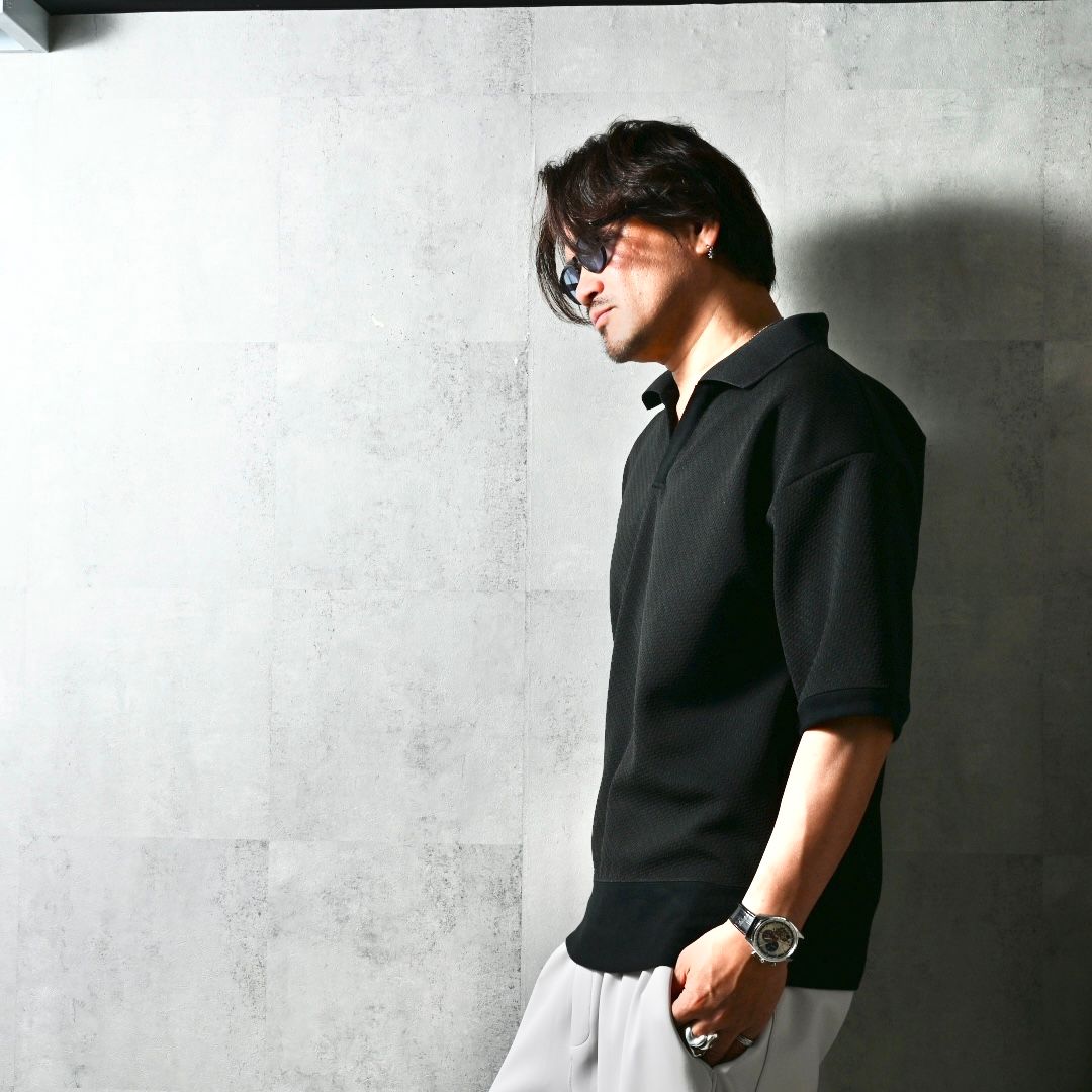 BLISTER POLO / DP1-T-005 / ブリスターニットスキッパーポロ / ブラック (4月上旬入荷予定)