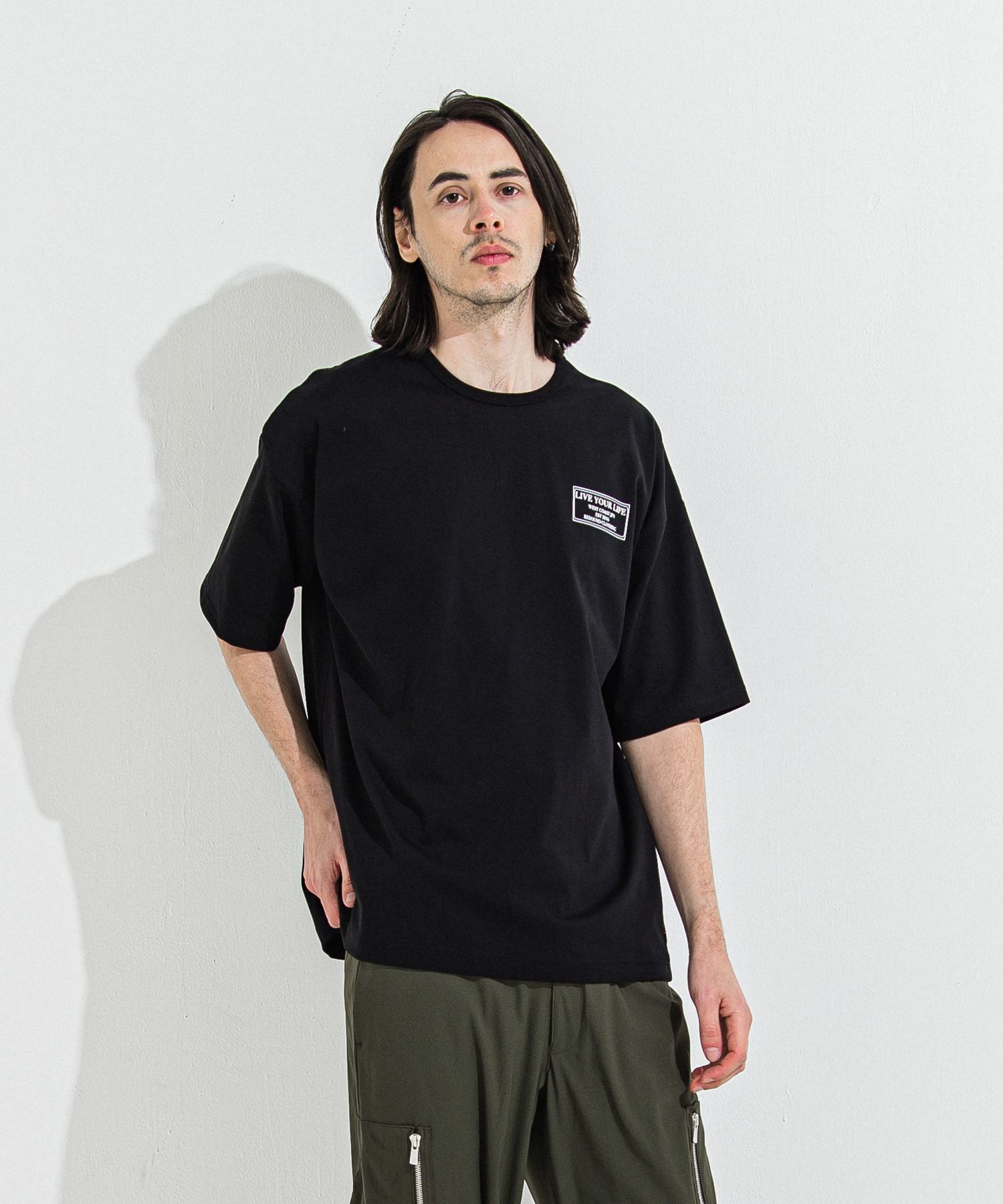 CREW OVER TEE / RC36-T-007 / バックプリントビッグTシャツ / ブラック