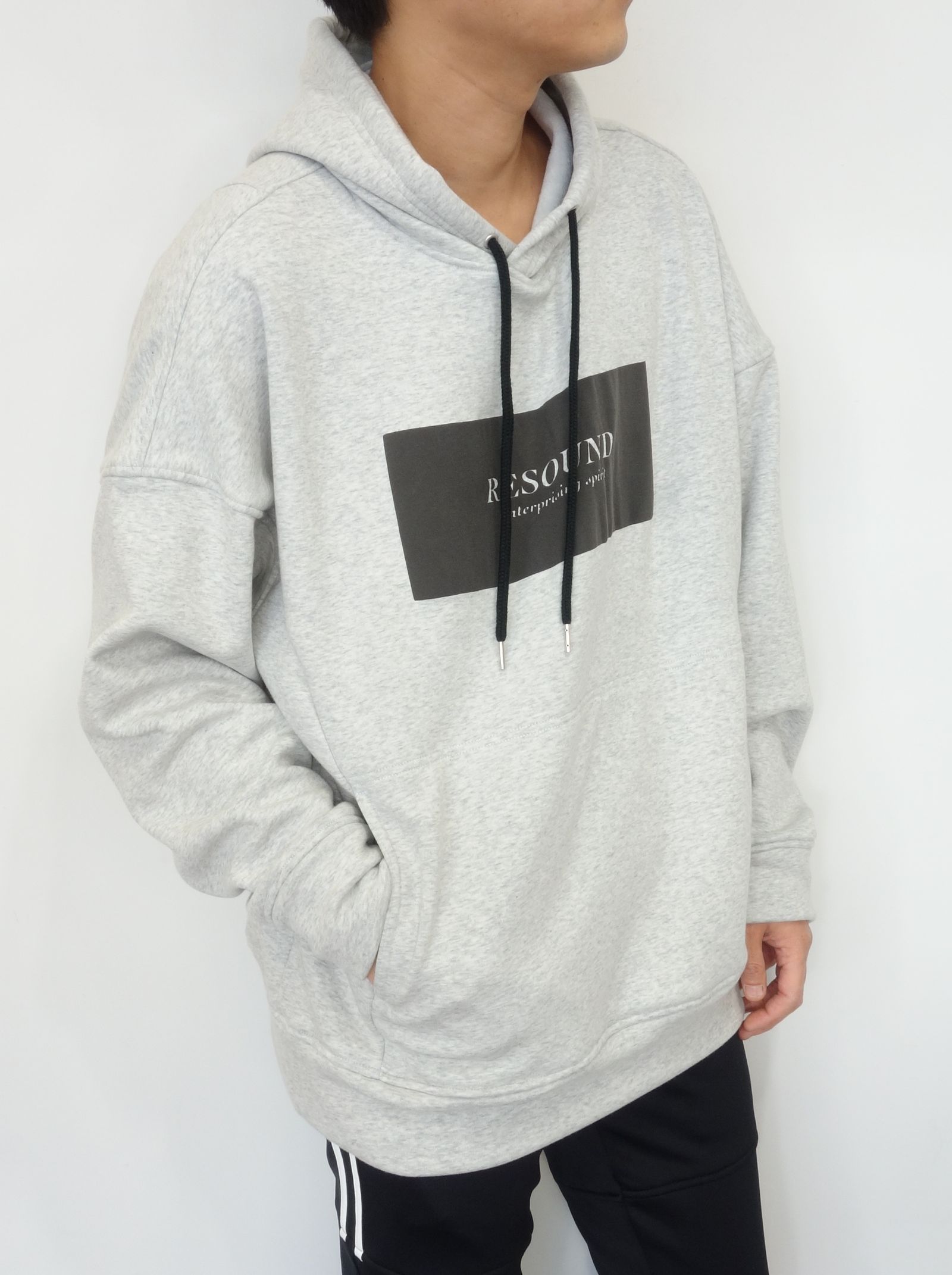 【コラボモデル第4弾】 BOX LOGO BOA FLEECE LOOSE HOODIE / RC18-C-009 / オーバーサイズパーカー / グレー