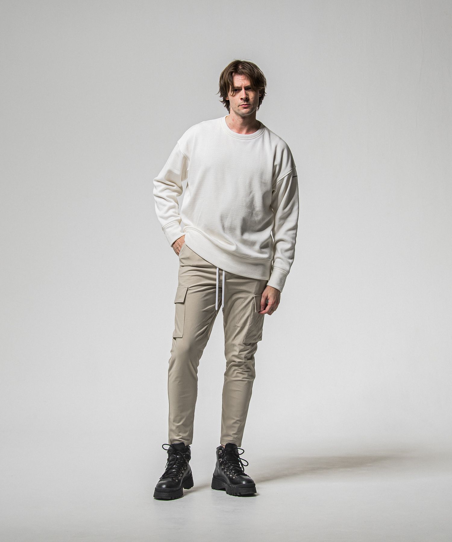 VELOURS FLEECE THERMAL LOOSE TRAINER / RC38-C-002 / 裏起毛サーマルトレーナー / ホワイト (10月中旬入荷予定)