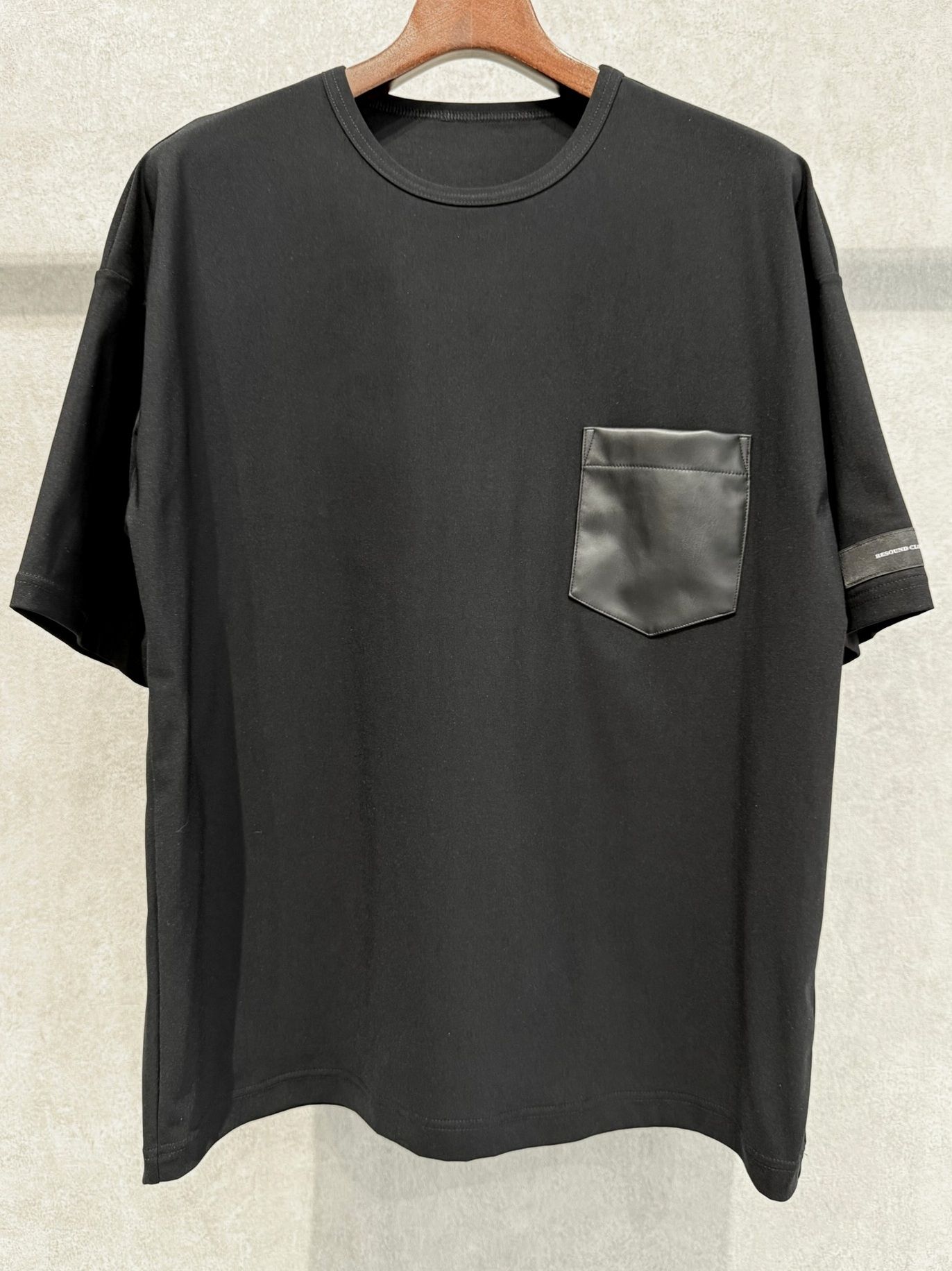 LEATHER POCKET OVER NYLON T / RC39-T-005 / レザーポケットナイロンビッグTシャツ / ブラック