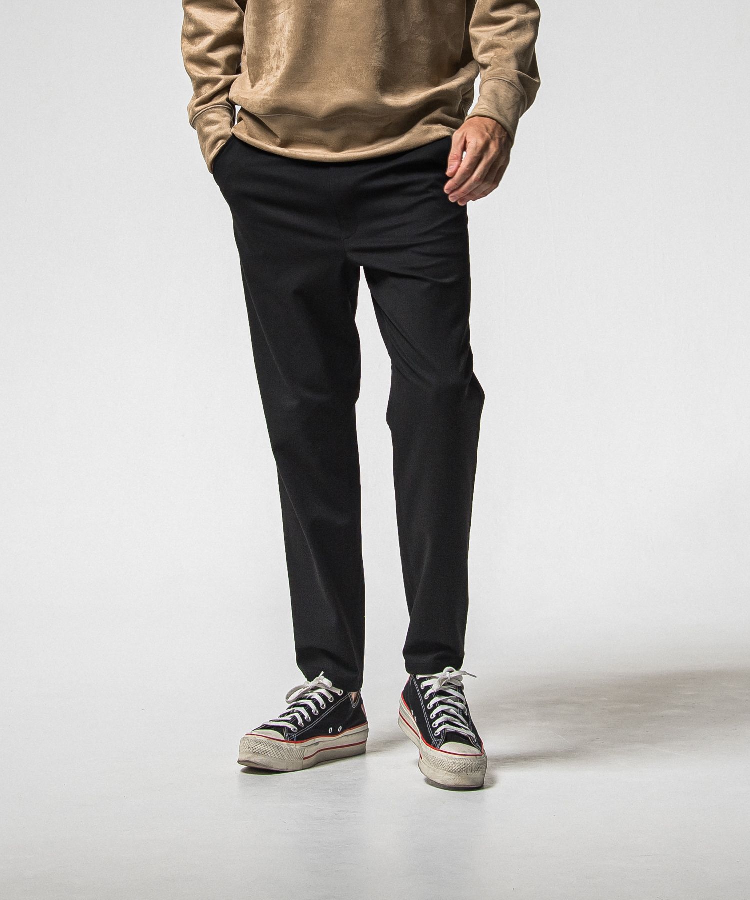 PAT WIDE EASY PANTS / RC38-ST-036BN / ワイドテーパードパンツ / ブラック (1月上旬入荷予定)