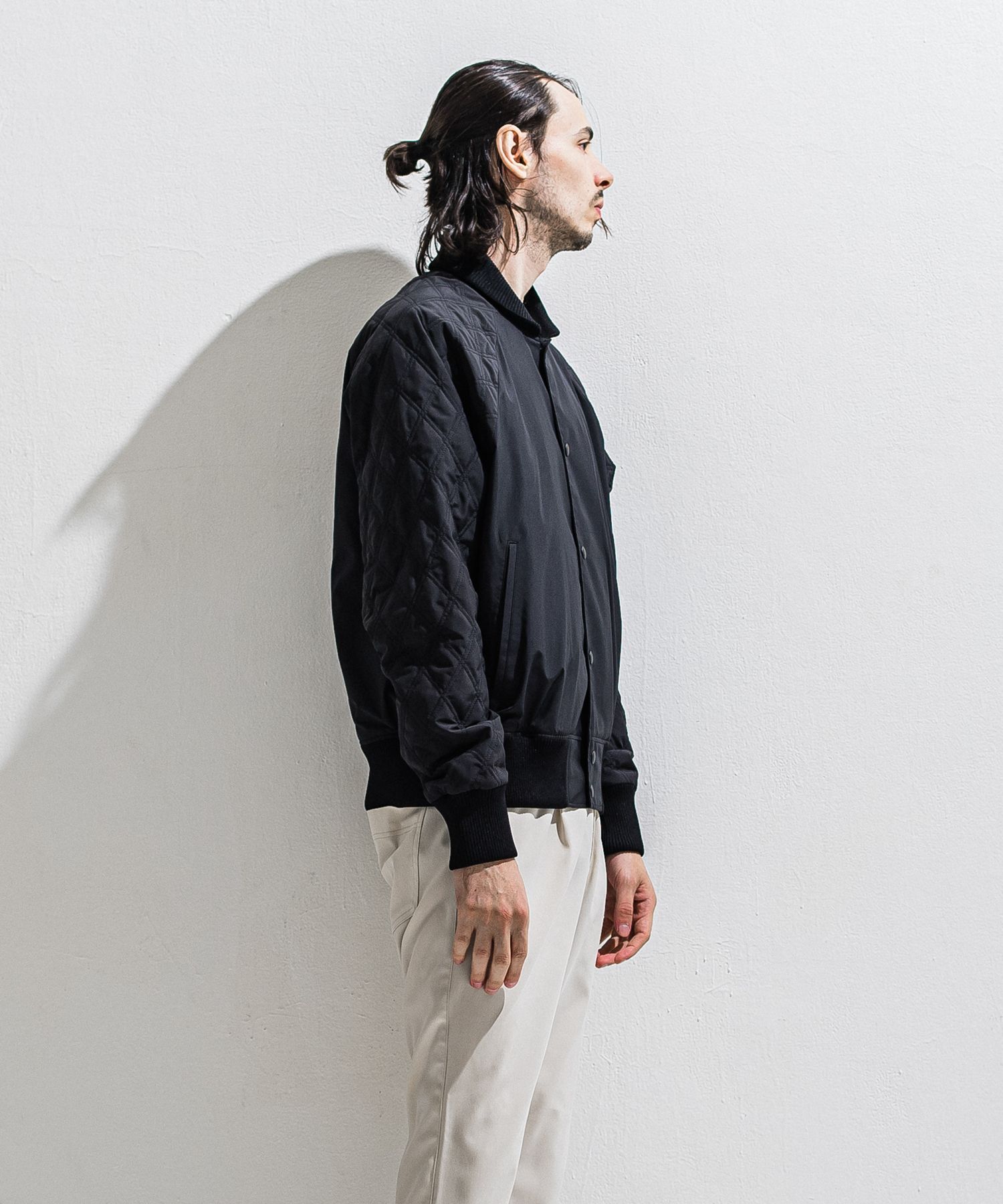 PB VARSITY JACKET / DP1-JK-001 / キルティングナイロンスタジャン / ブラック (2月中旬入荷予定)