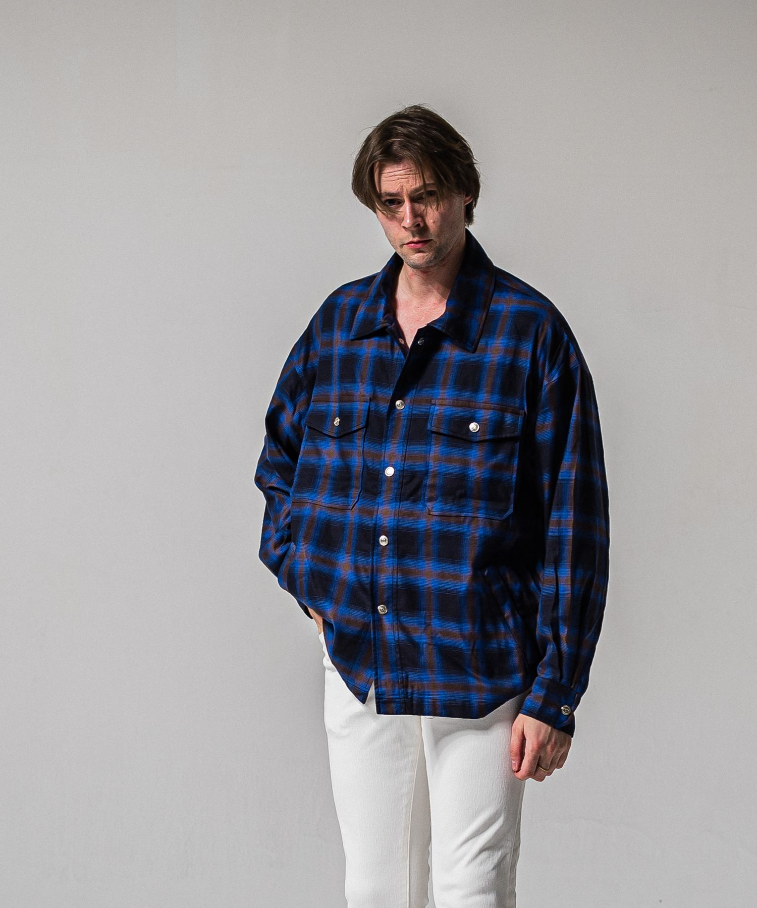 50S CHECK JK / RC39-JK-007C / チェックシャツジャケット / ブルー (2月中旬入荷予定)