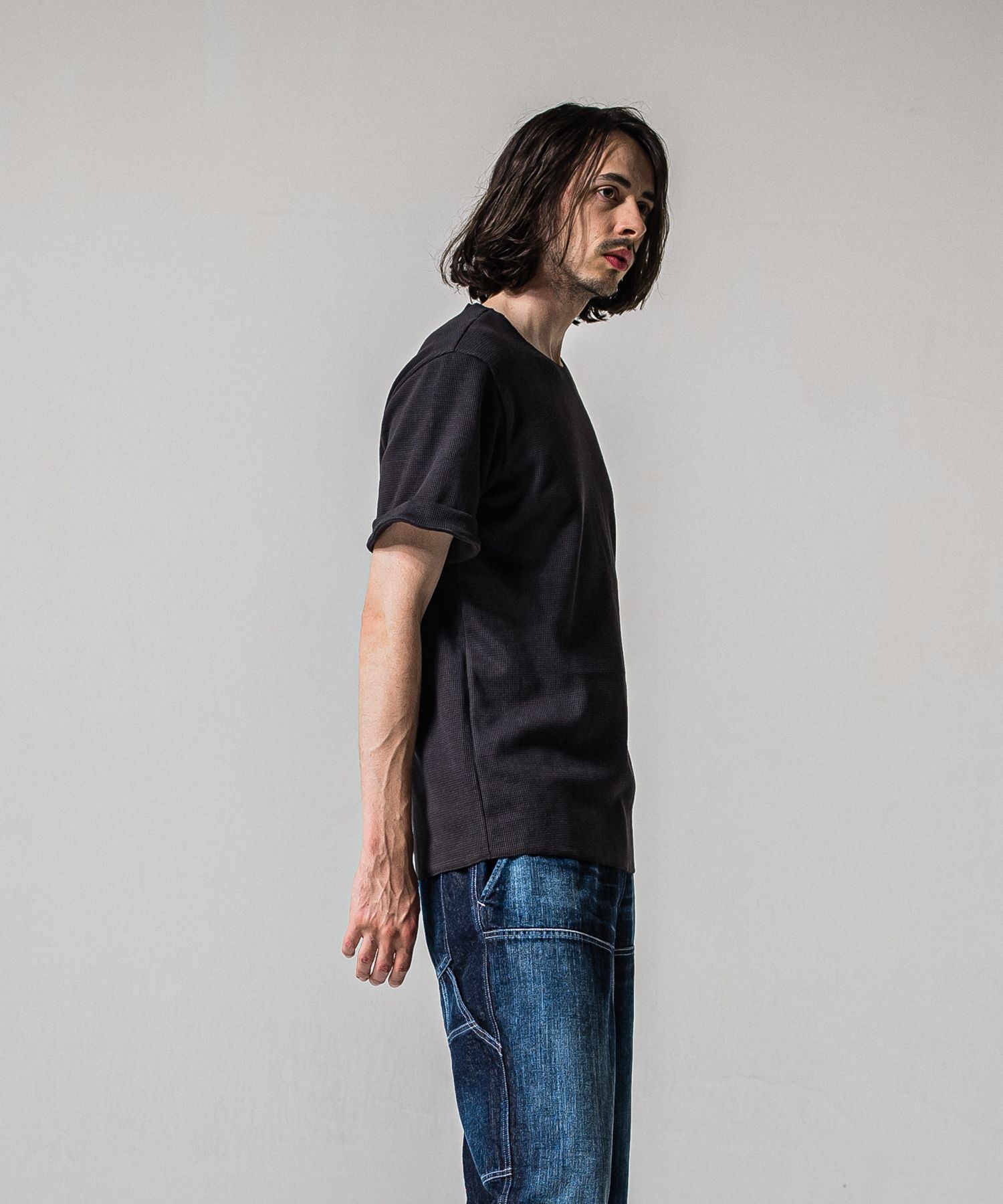 CUT OFF THERMAL TEE / RC39-T-003 / サーマルロールアップTシャツ / チャコール (3月中旬入荷予定)