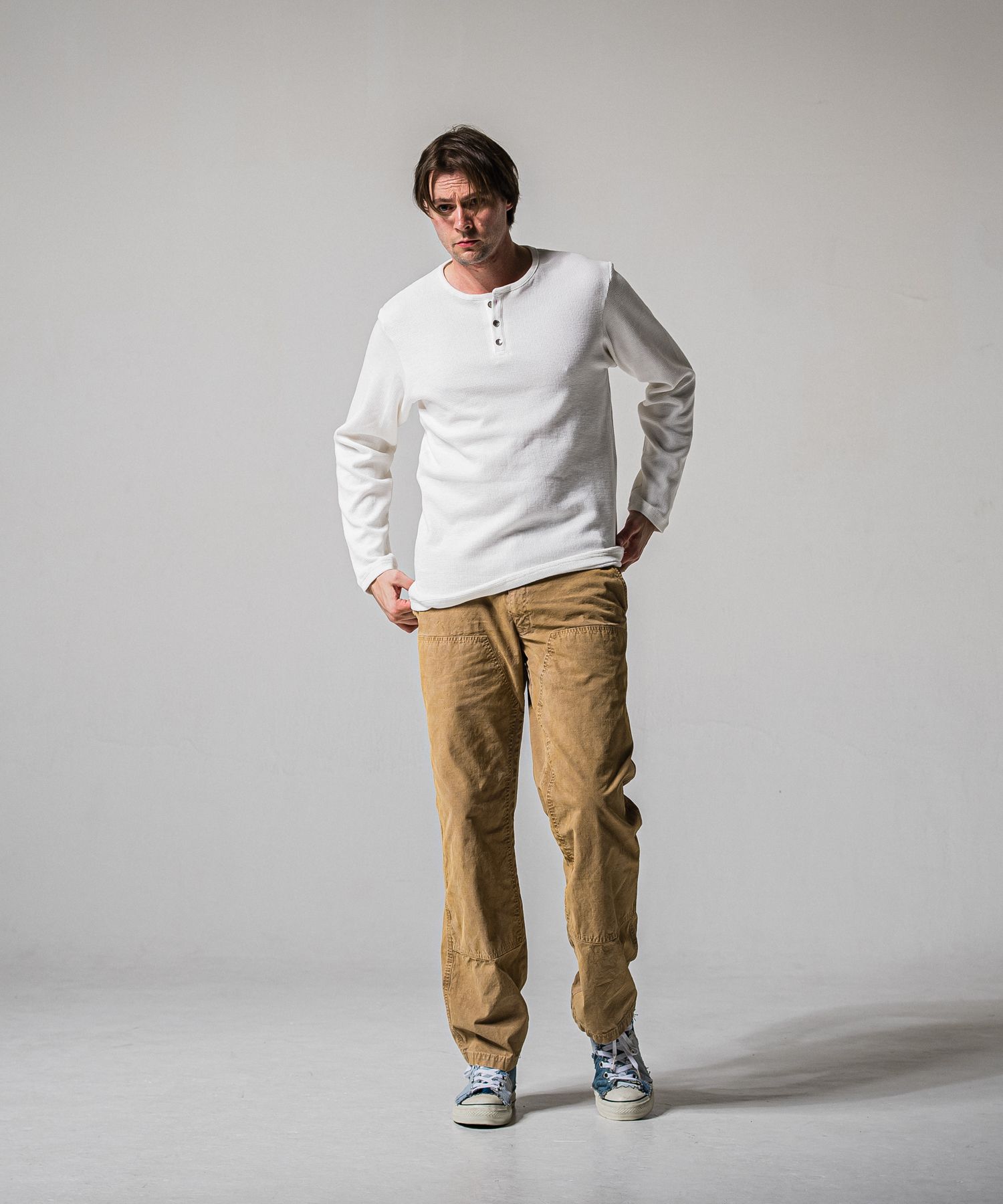 WAFFLE HENRY / RC39-C-001 / サーマルヘンリーネックロングTシャツ / ホワイト (1月中旬入荷予定)