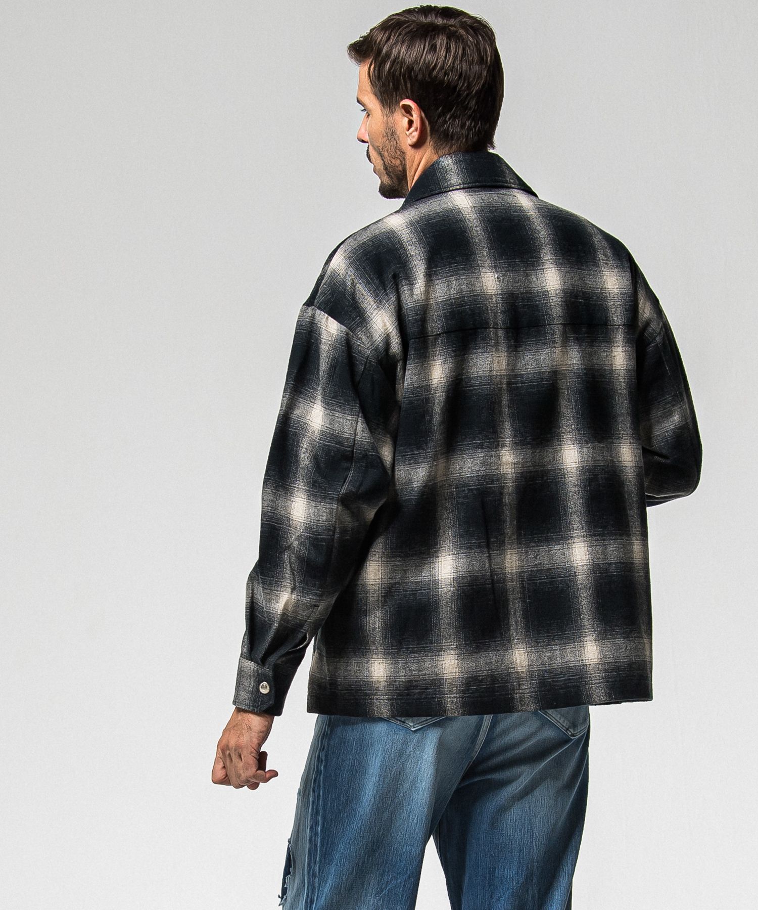FLANNEL CHECK JK / RC38-JK-007 / フランネルチェックCPOジャケット / ブラック (10月中旬入荷予定)
