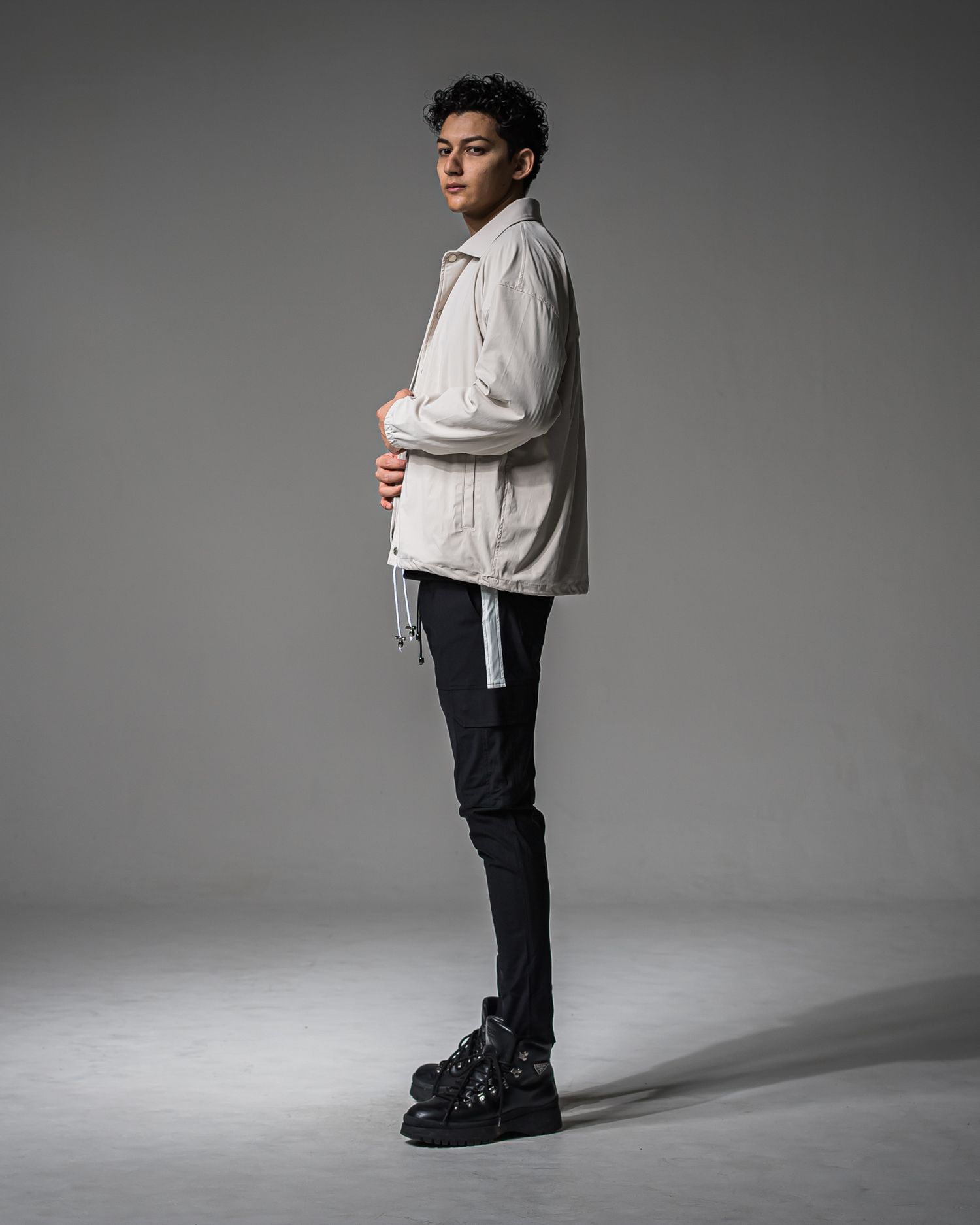 STRIPE QUILTING DROP TRAINER / RC37-C-003 / ストライプキルティングトレーナー / ブラック (9月下旬入荷予定)