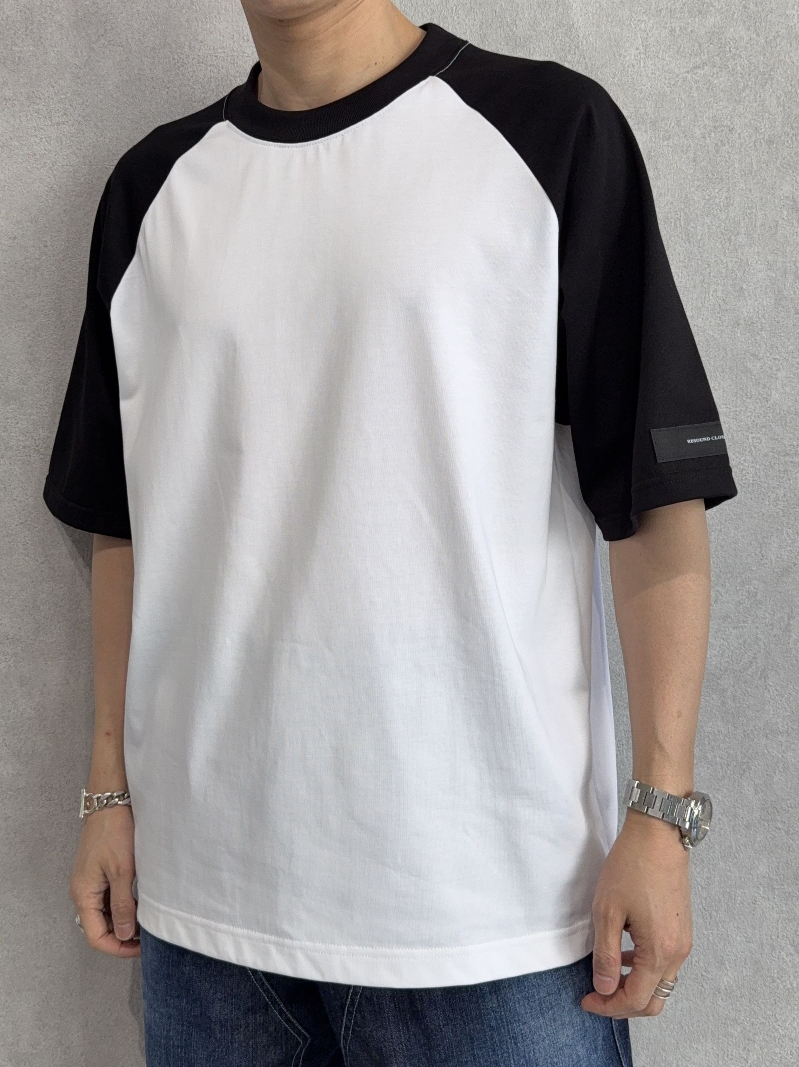 BACK RC RAGLAN OVER TEE / RC39-T-001 / バックロゴラグランビッグTシャツ / ホワイト×ブラック
