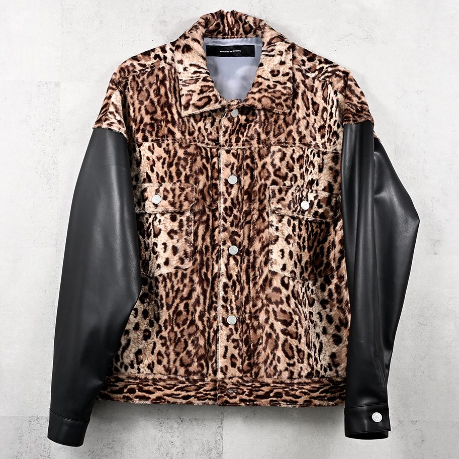 LEATHER 2ND G / RC41-JK-007 / エコレザー2ND型Gジャン / レオパード (9月下旬入荷予定)
