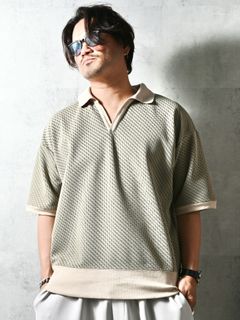 BLISTER POLO / DP1-T-005 / ブリスターニットスキッパーポロ / ベージュ (4月上旬入荷予定)