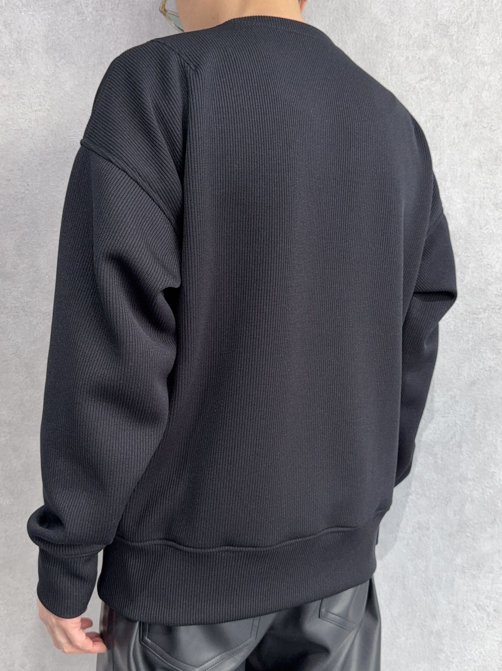 AZE MILITARY DROP TRAINER / RC39-C-003 / 高機能畦編みニットトレーナー / ブラック