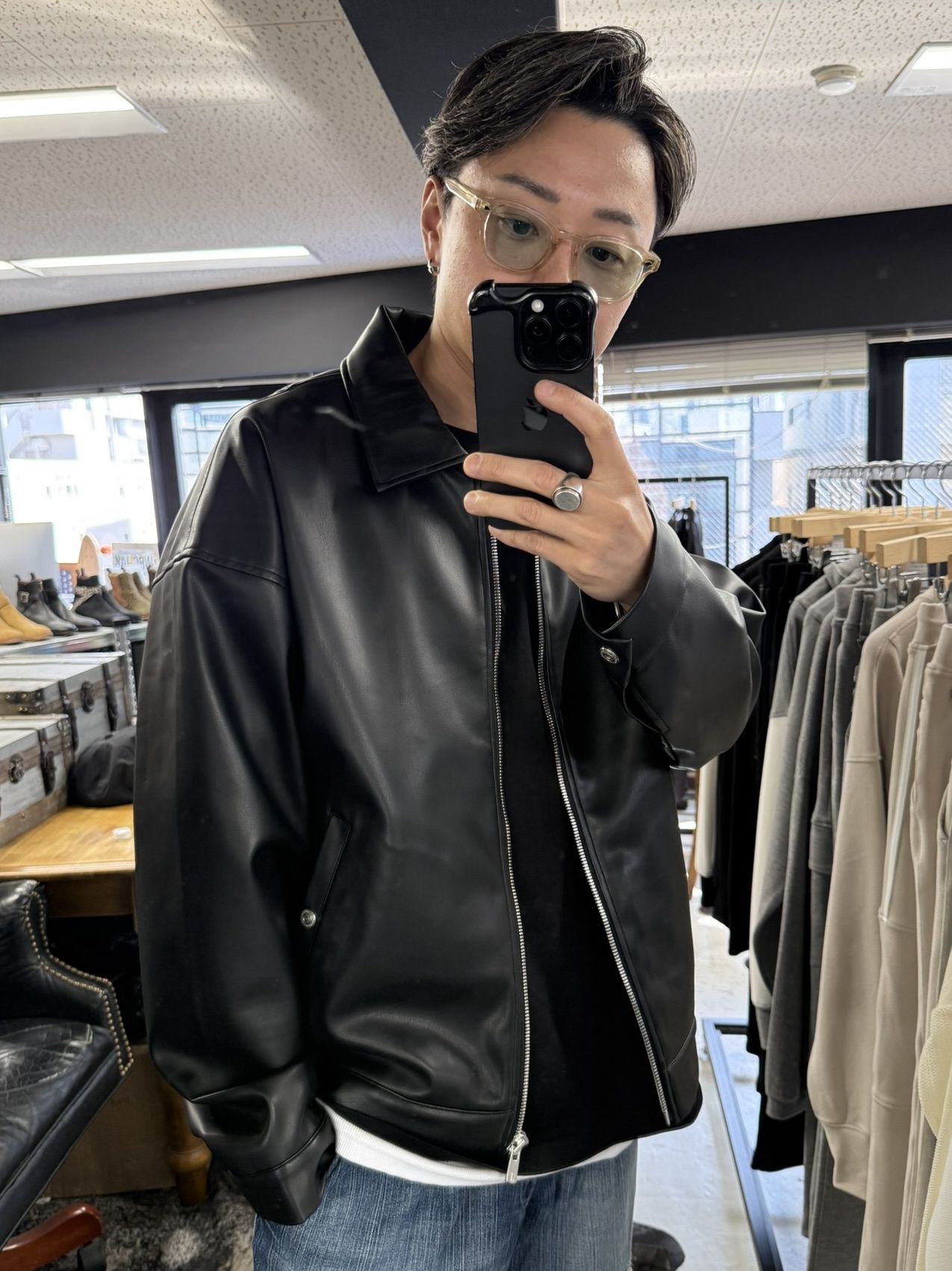 LEATHER SP JK / RC41-JK-005 / エコレザーシングルライダース / ブラック (9月下旬入荷予定)