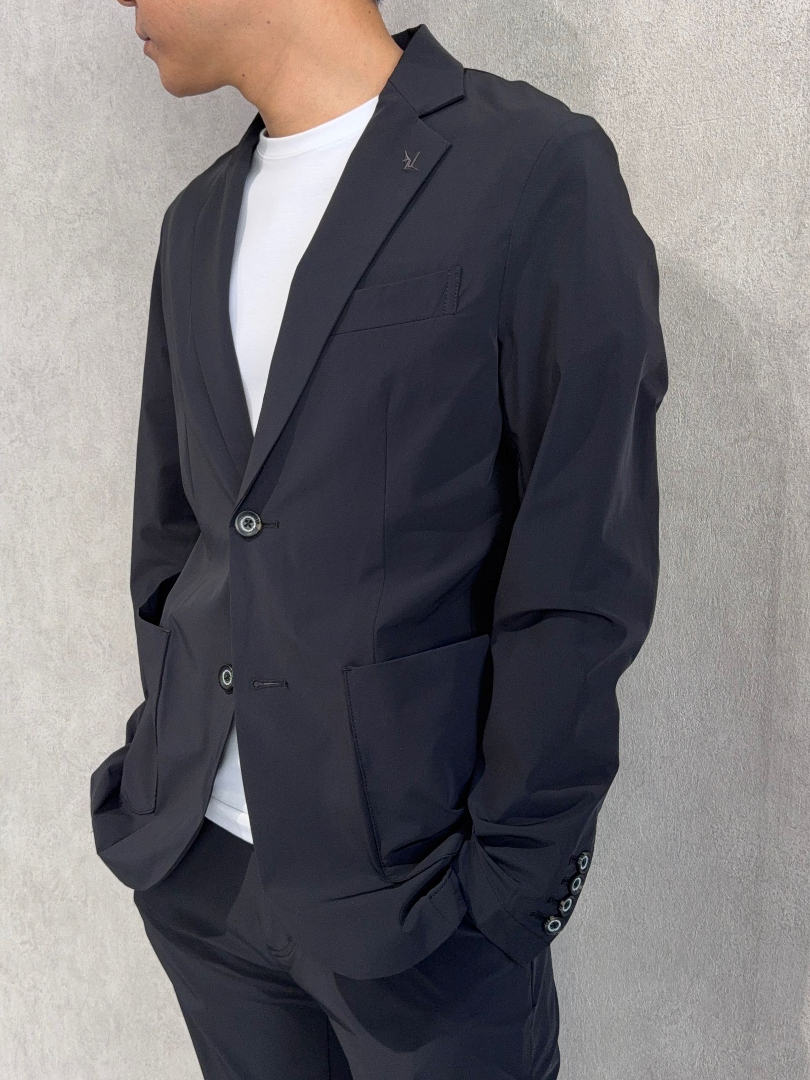 ストレッチナイロンセットアップ / uso-26062,usb-26062 / ブラック(無地)