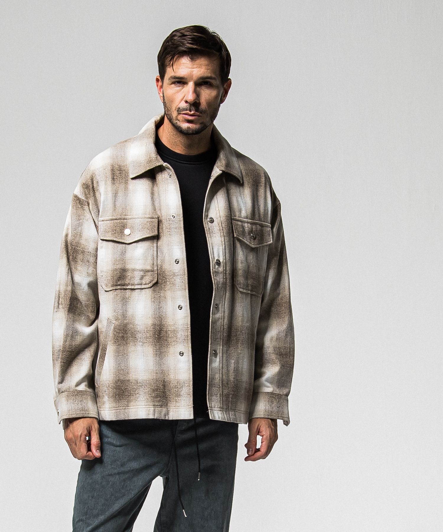 FLANNEL CHECK JK / RC38-JK-007 / フランネルチェックCPOジャケット / ブラウン (10月中旬入荷予定)
