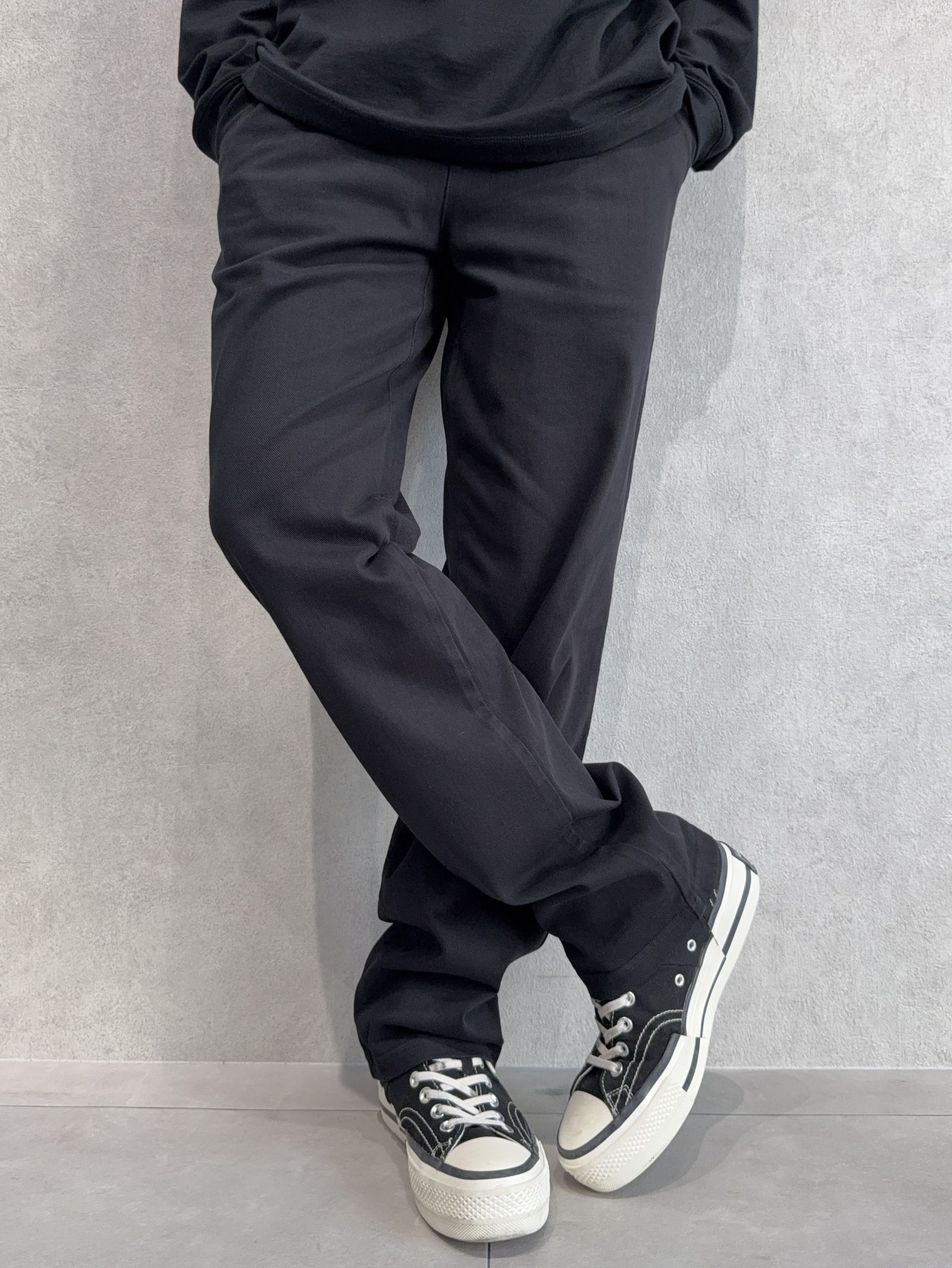 DENIM JERSEY WIDE PT / RC41-ST-016WTD / ライトオンスデニムジャージセミワイドパンツ / ブラック