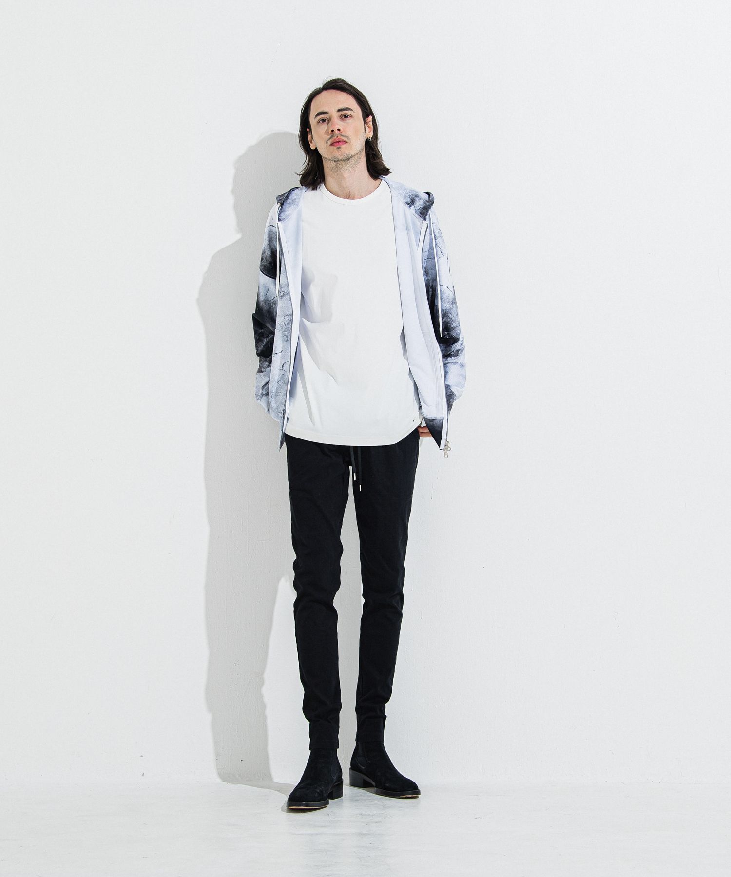 DENIM JERSEY CHRIS EASY TUCK PT / RC36-ST-016TD / ライトオンスデニムジャージイージータックパンツ / ブラック
