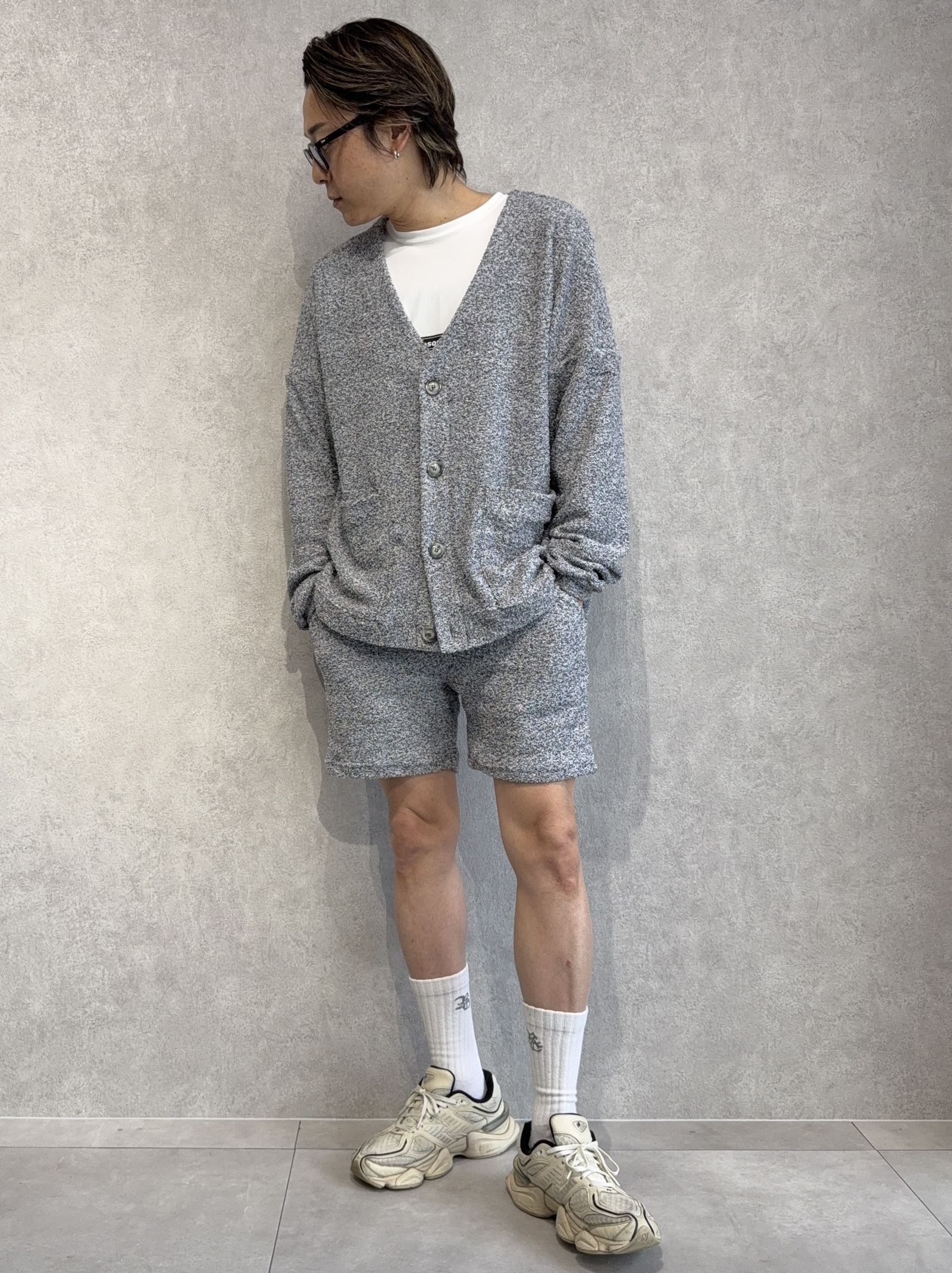 MOLE YARN PILE C/D / RC35-C-004 / モールパイルカーディガン / グレー