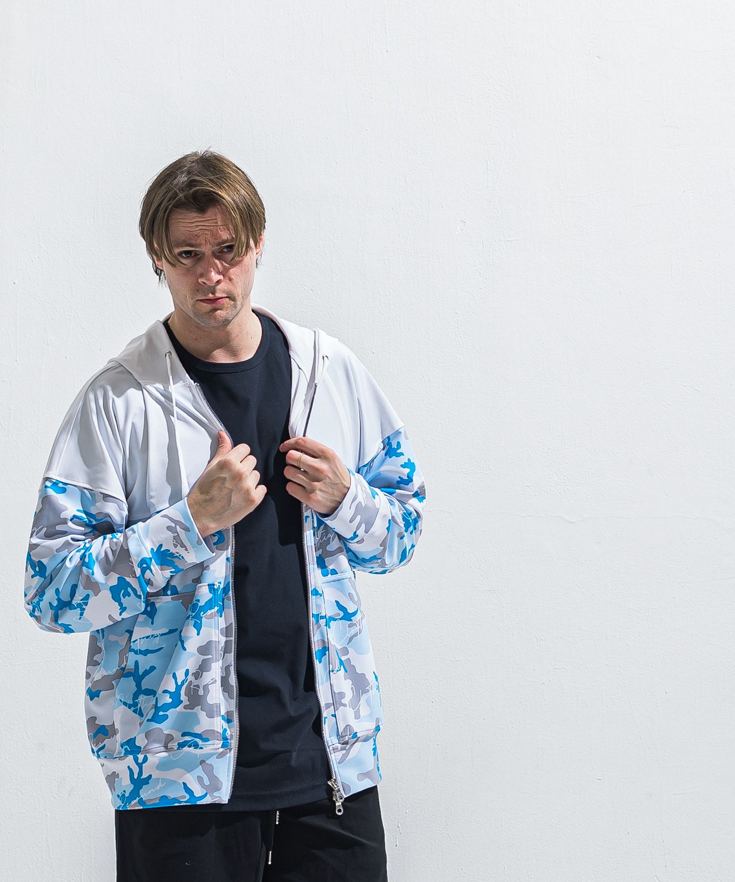 RUSH OVER ZIPUP HOODIE / RC40-C-001 / ラッシュガードパーカー / カモフラサックス (5月下旬入荷予定)