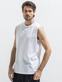 OVER NO SLEEVE / RC40-T-010 / サイドロゴメッシュノースリーブ / ホワイト (6月上旬入荷予定)