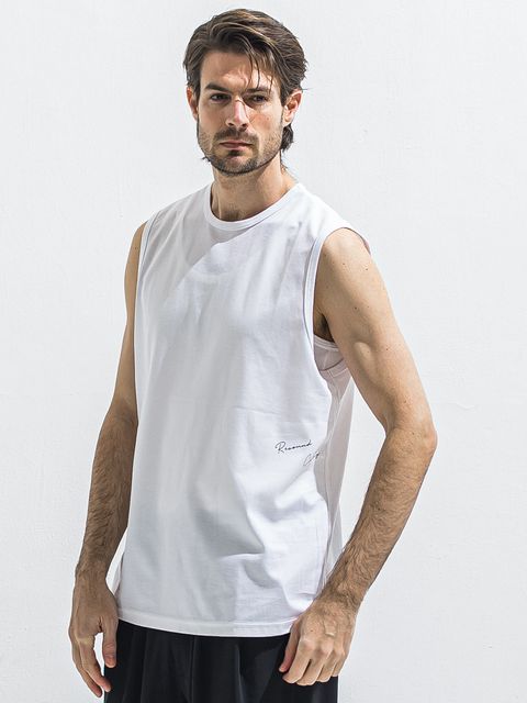 OVER NO SLEEVE / RC40-T-010 / サイドロゴメッシュノースリーブ / ホワイト (6月上旬入荷予定)