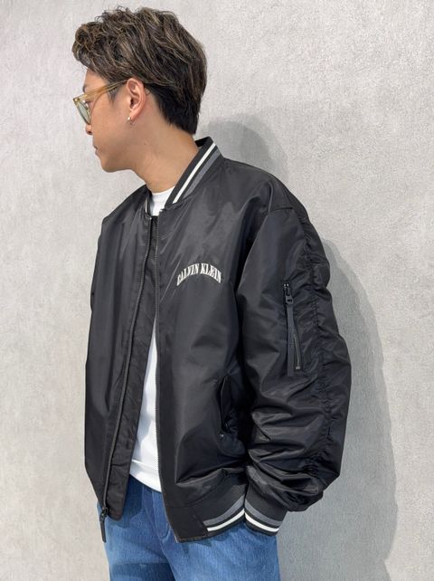 Calvin Kleinナイロンジャケット×RESOUNDワイドデニムコーデ