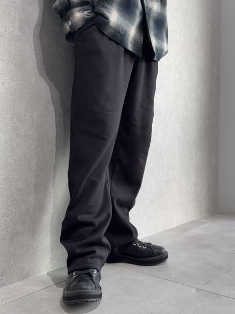 VELOURS FLEECE WIDE TUCK PANTS / RC38-ST-016HWT / 裏起毛スウェットワイドタックパンツ / ブラック