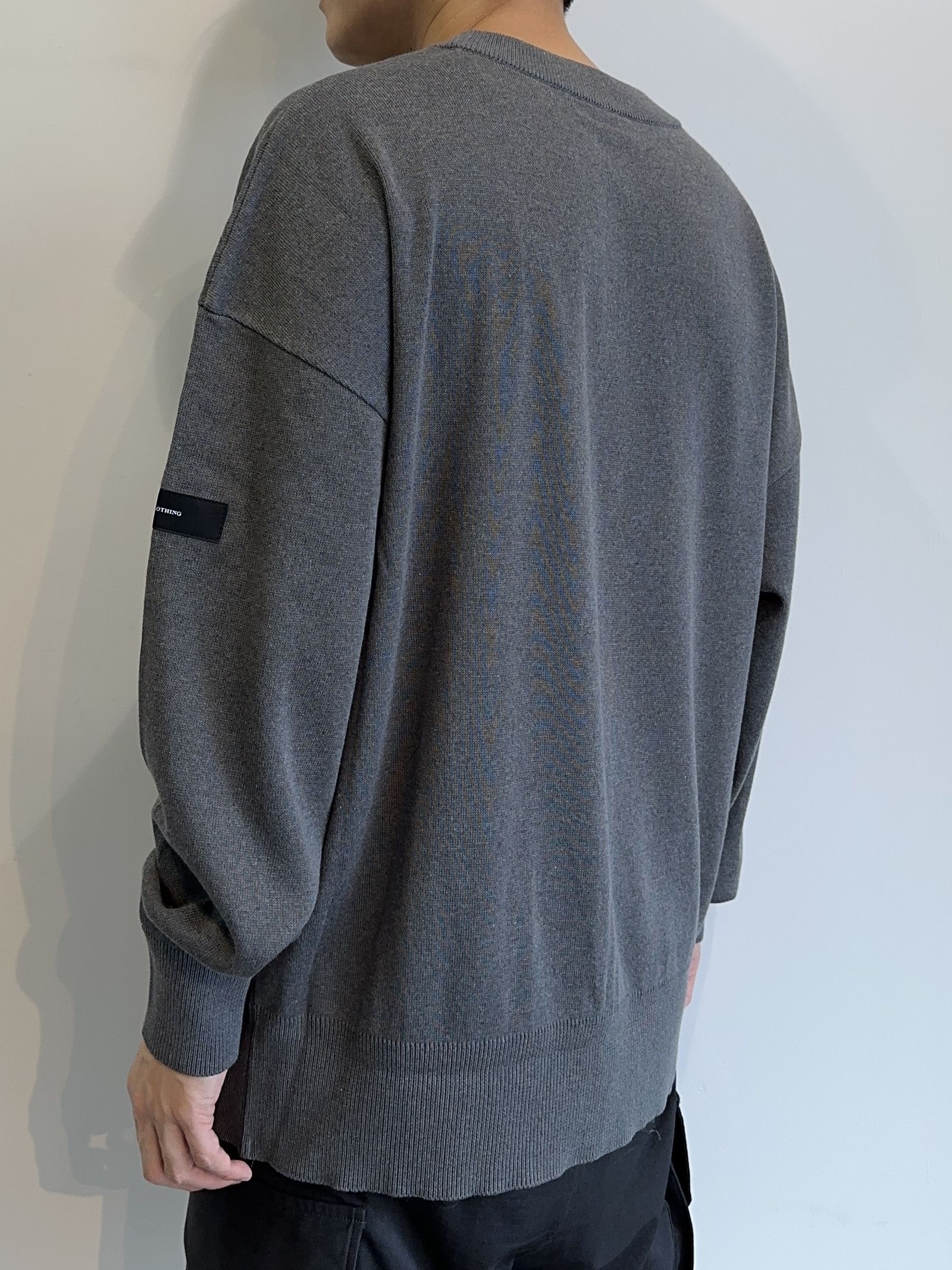 SILK KNT OVER LONG SLEEVE / RC29-K-002 / 無地ルーズコットンニット / チャコール