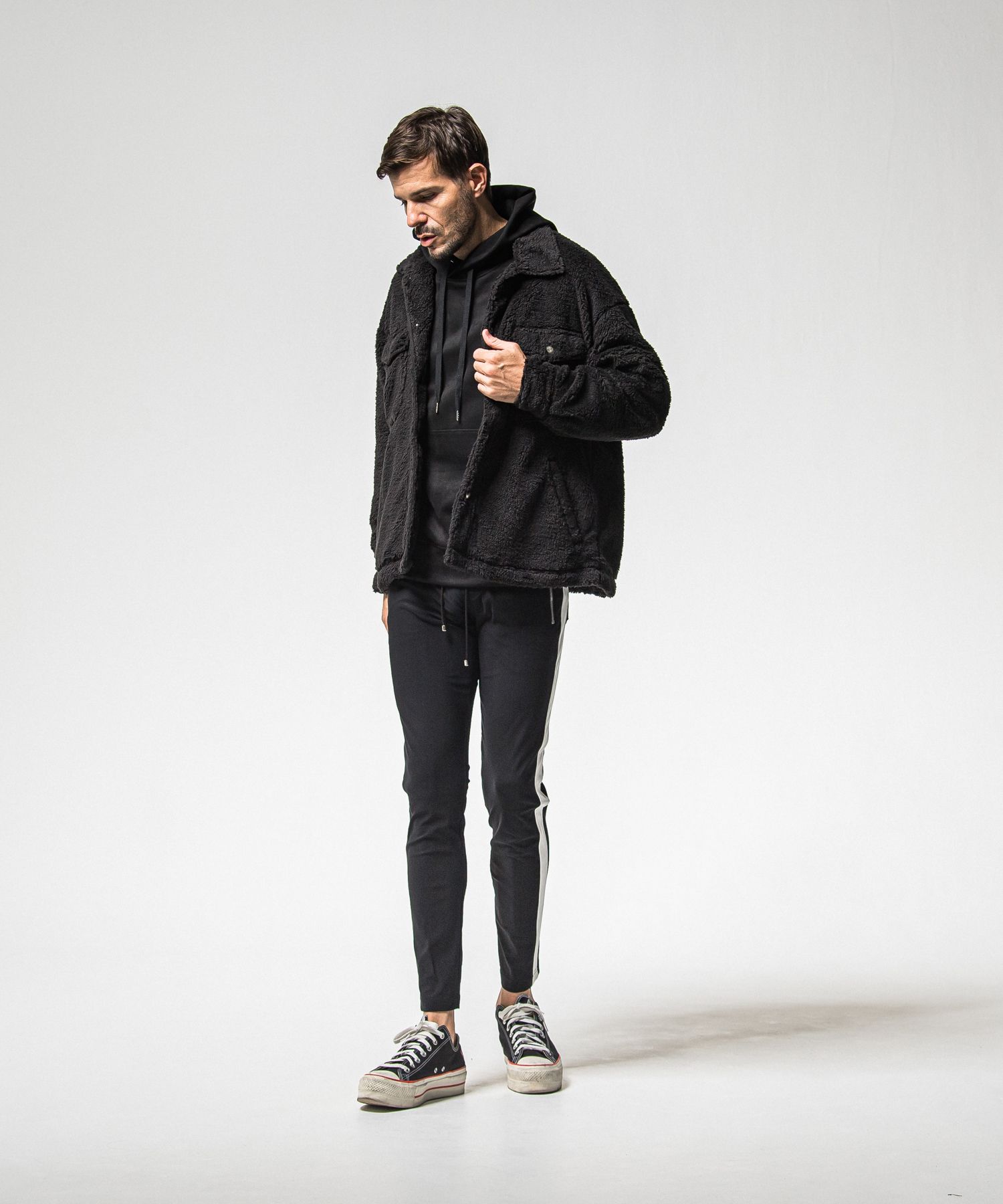 SUEDE LOOSE HOODIE / RC38-C-006 / スエードパーカー / ブラック (1月上旬入荷予定)