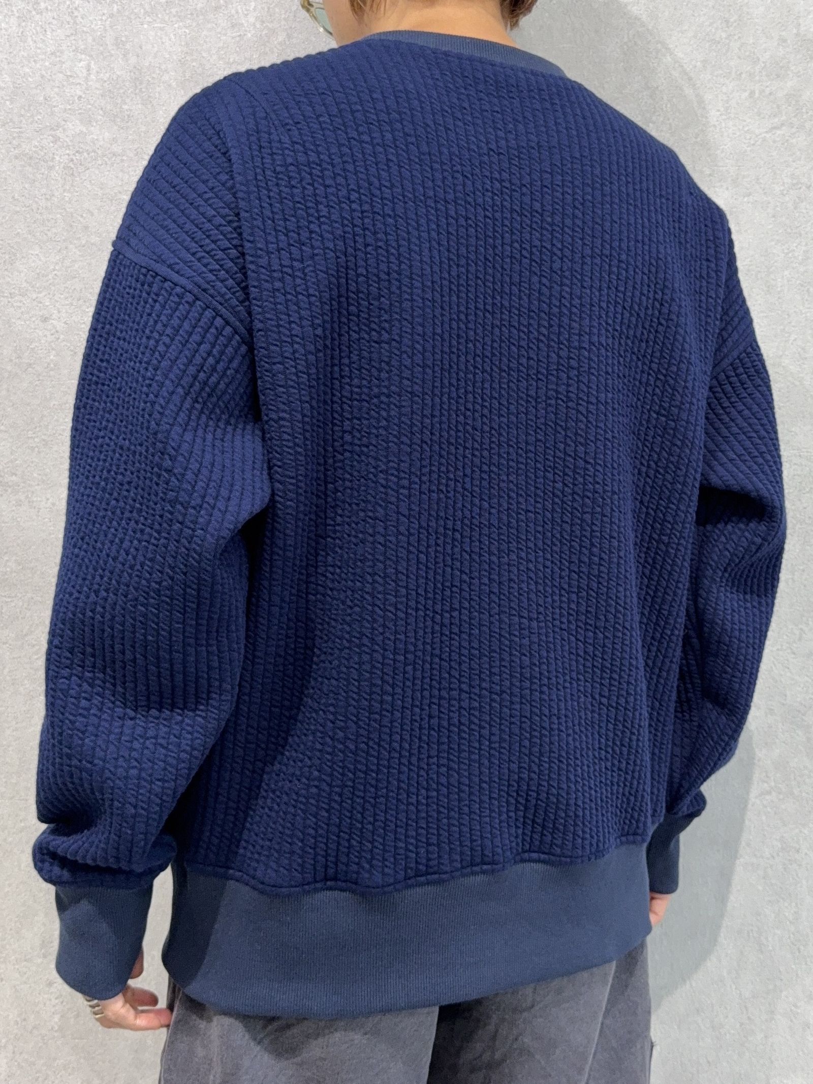 STRIPE QUILTING DROP TRAINER / RC37-C-003 / ストライプキルティングトレーナー / ネイビー