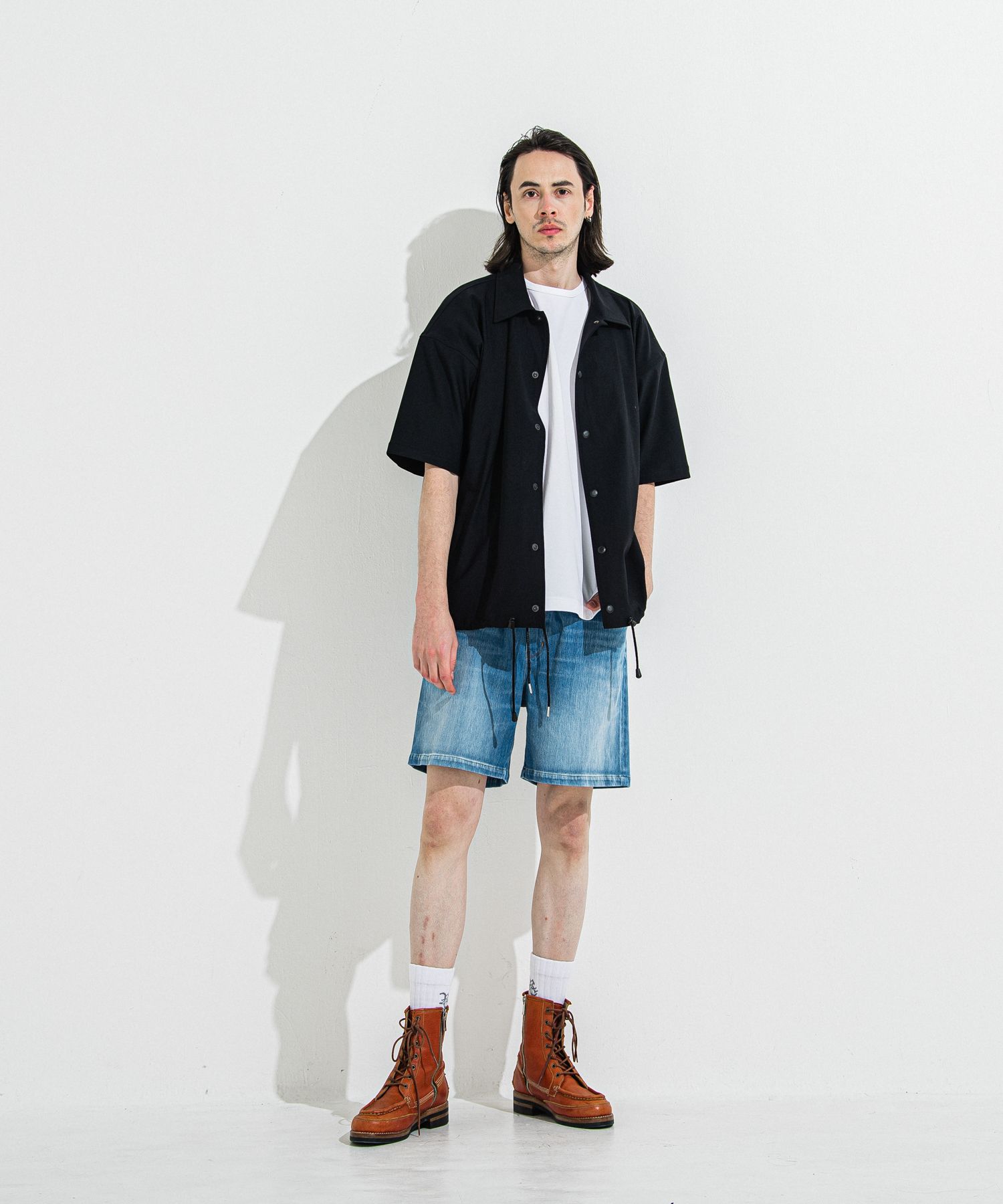 NYLON HALF COACH JACKET / RC36-C-002 / 半袖ナイロンコーチジャケット / ブラック