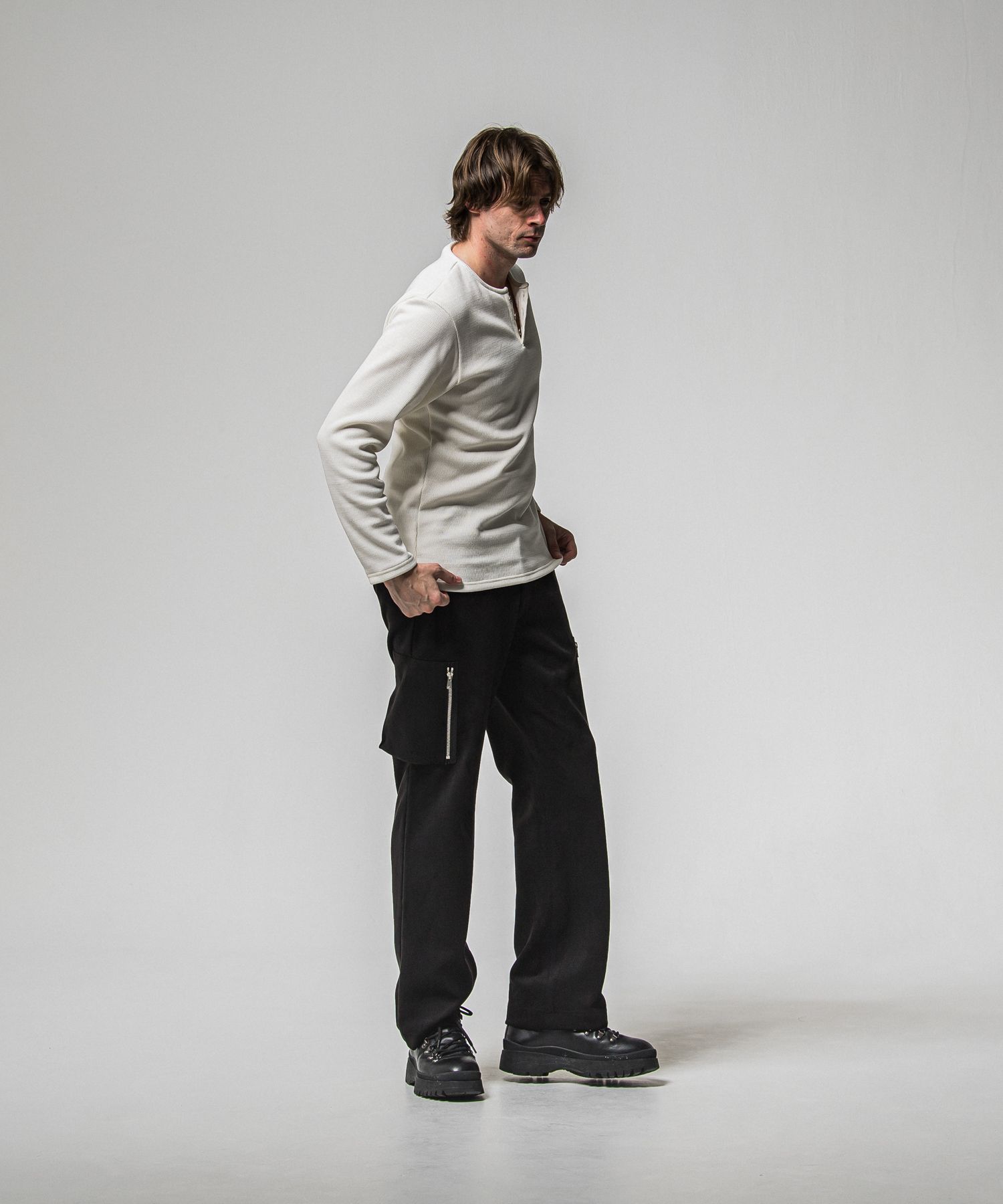 VELOURS FLEECE THERMAL HENRY / RC38-C-003 / 裏起毛サーマルヘンリーネックロングTシャツ / ホワイト (10月中旬入荷予定)