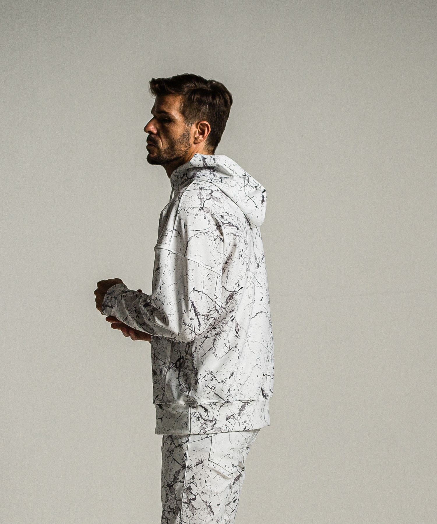 PAINT LOOSE HOODIE / RC34-C-008 / ペイント柄ルーズパーカー / グレー