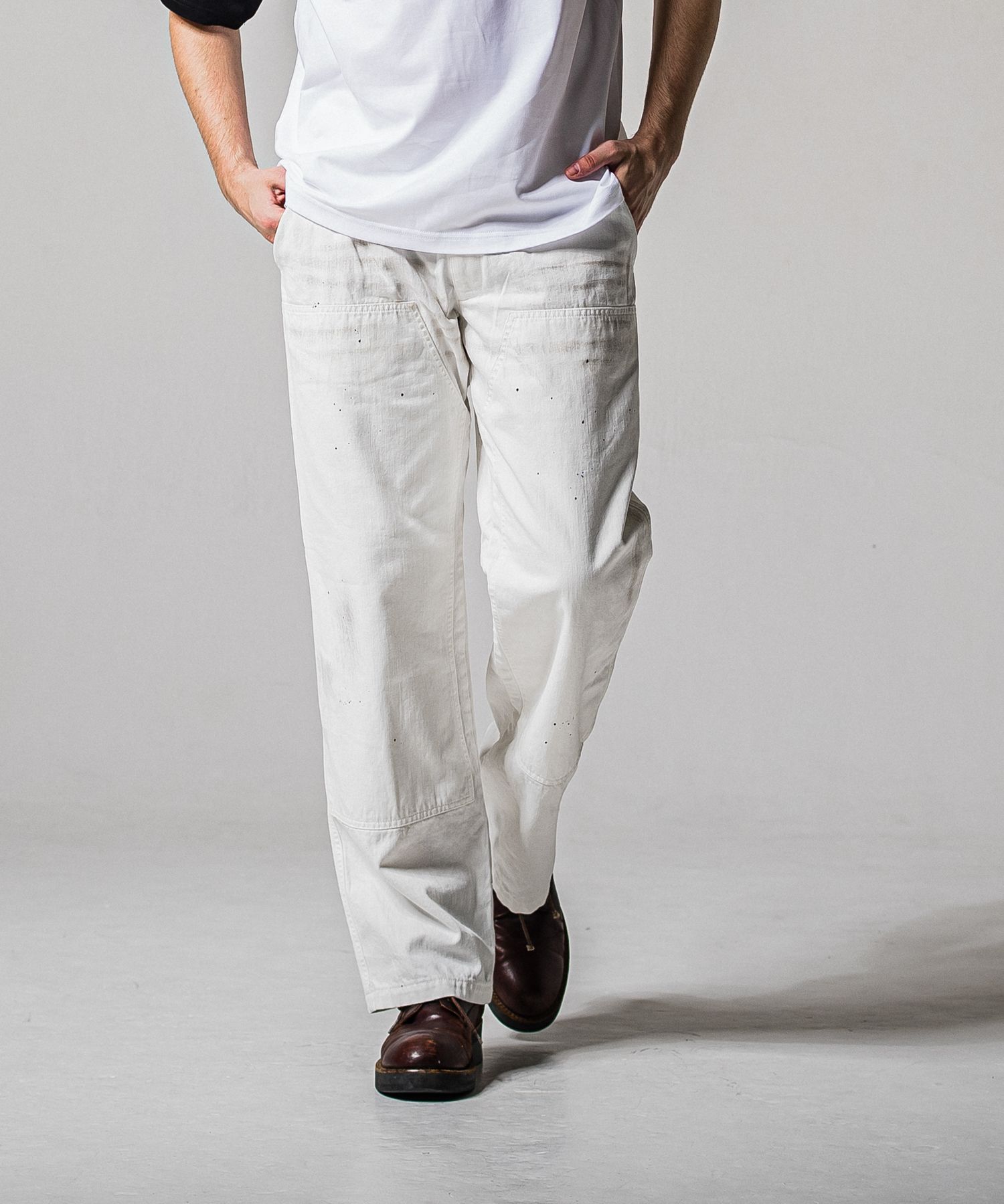 DOUBLE KNEE PT / RC39-ST-041 / ダブルニーワイドデニムパンツ / ホワイトユーズド (2月中旬入荷予定)