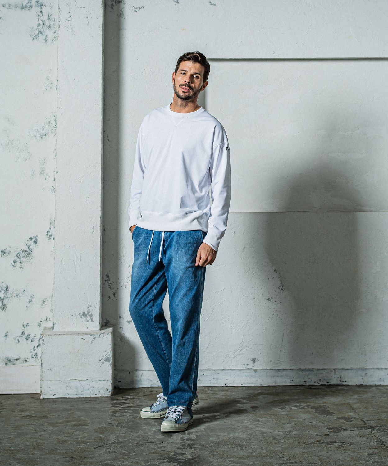 EX DENIM JERSEY WIDE PT / RC35-ST-016WTD / デニムジャージワイドパンツ / ライトインディゴ