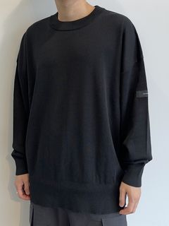 SILK KNT OVER LONG SLEEVE / RC29-K-002 / 無地ルーズコットンニット / ブラック